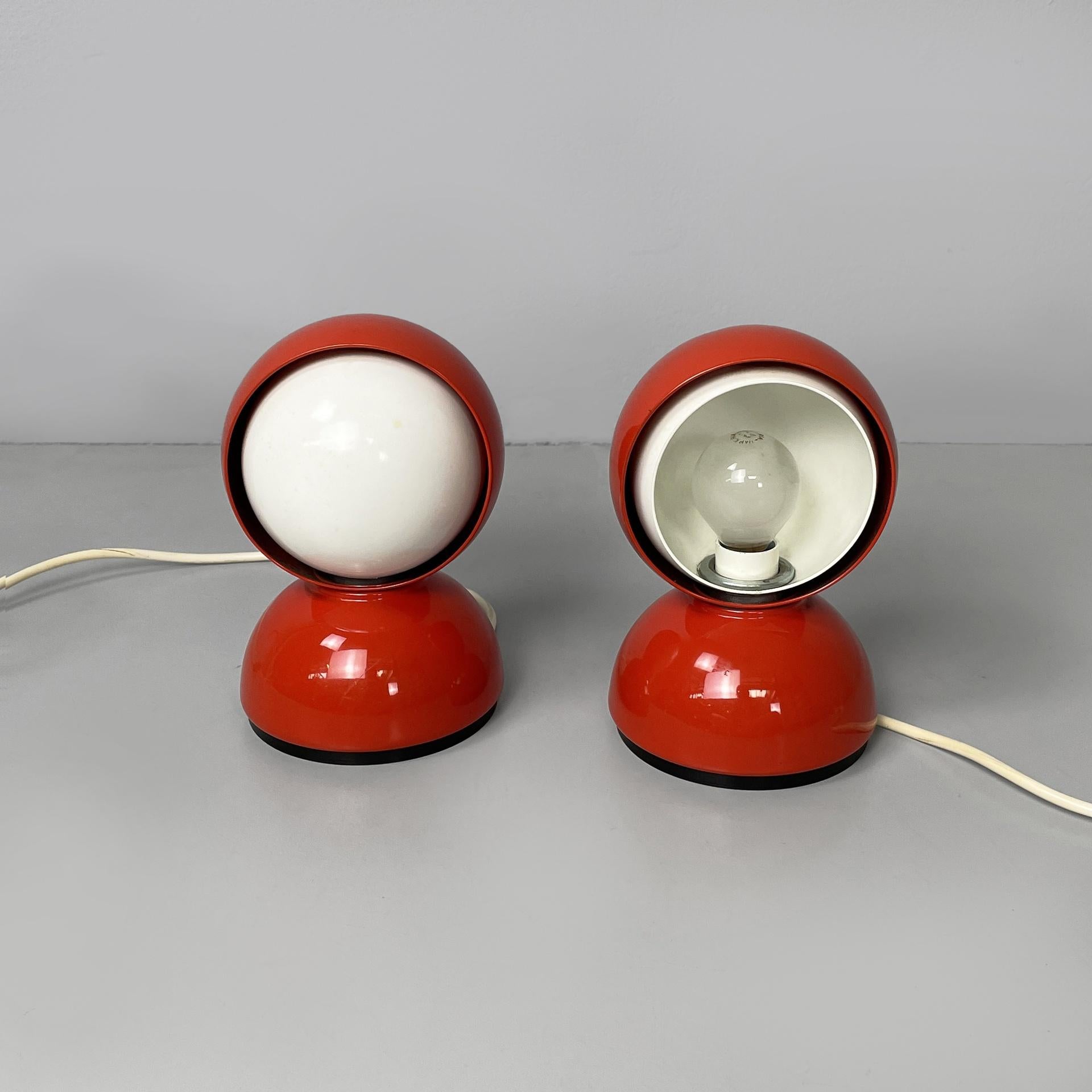 Italienische moderne rote Tischlampen Eclisse von Vico Magistretti für Artemide, 1970er Jahre (Moderne) im Angebot