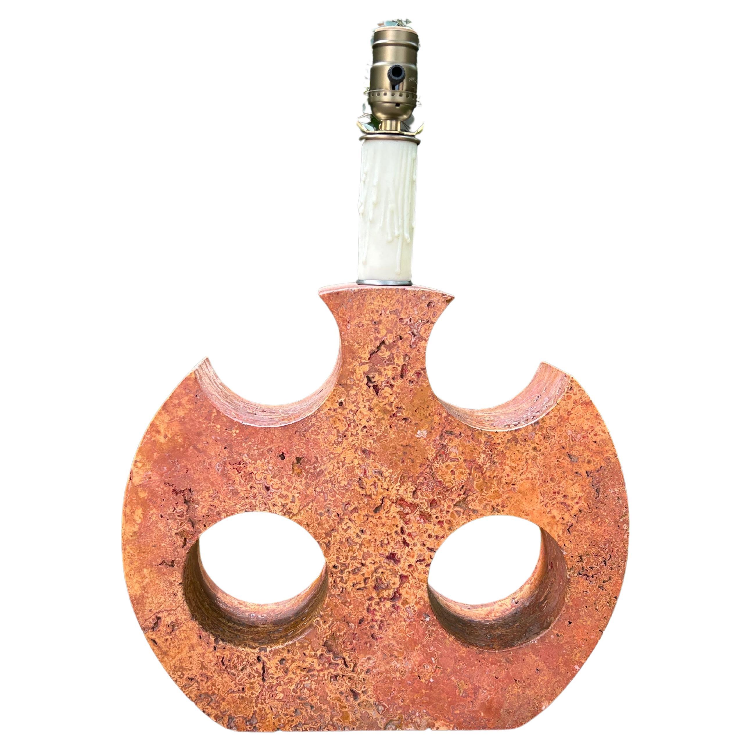 Italian Modern Red Travertine Lamp For Sale 4