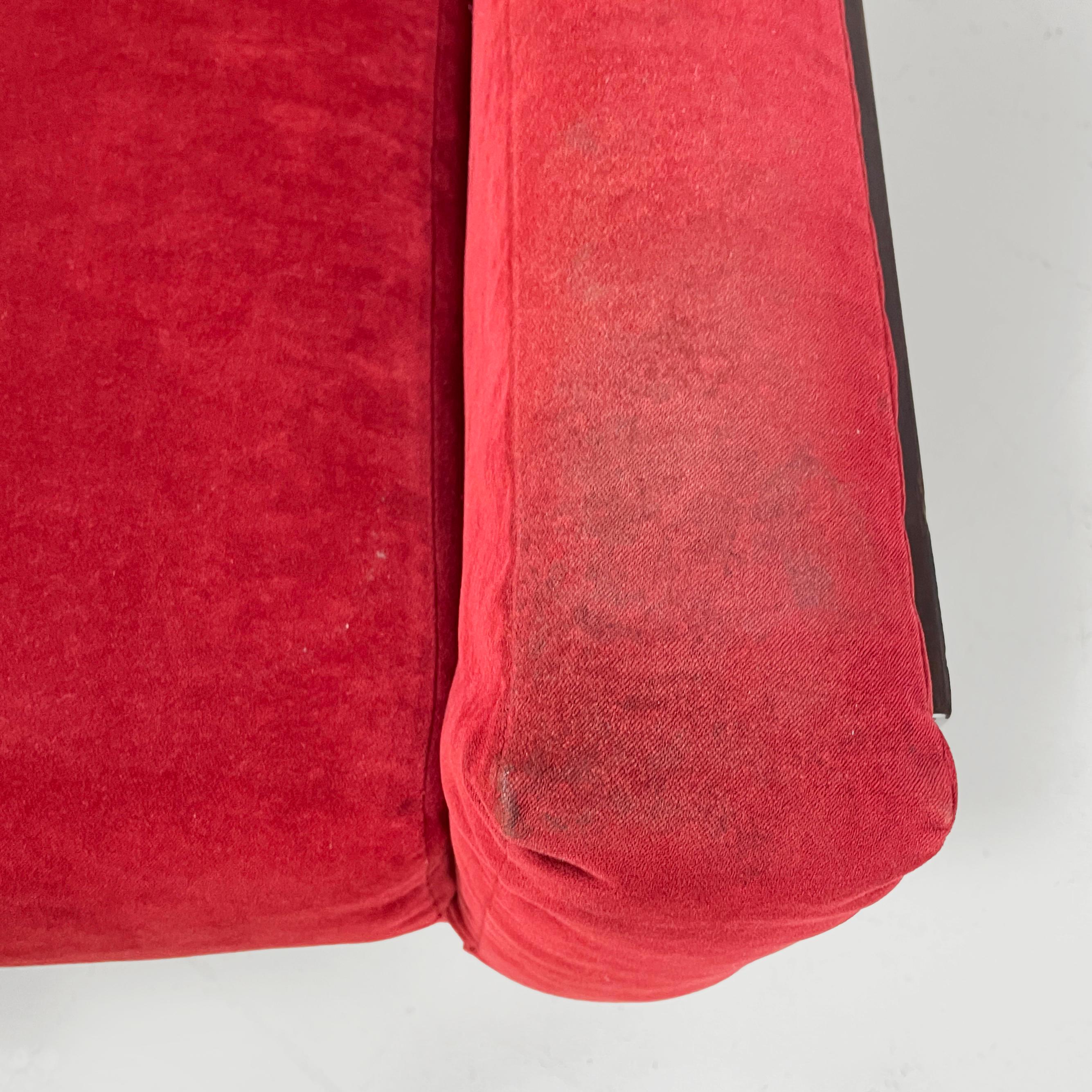 Italian modern red velvet wood armchairs by Claudio Salocchi for Sormani, 1970s For Sale 4