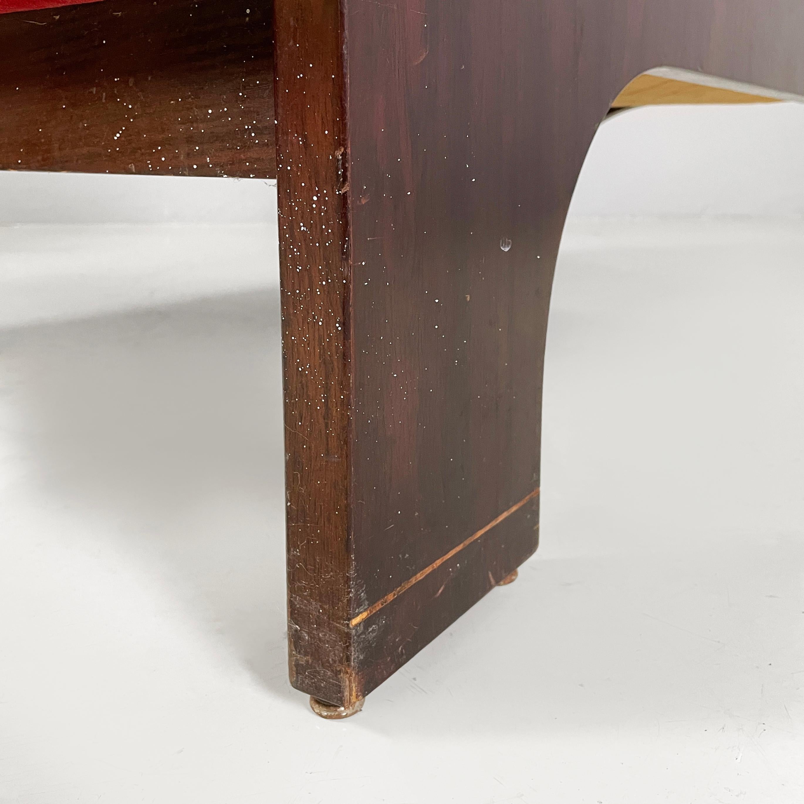 Italian modern red velvet wood armchairs by Claudio Salocchi for Sormani, 1970s For Sale 8