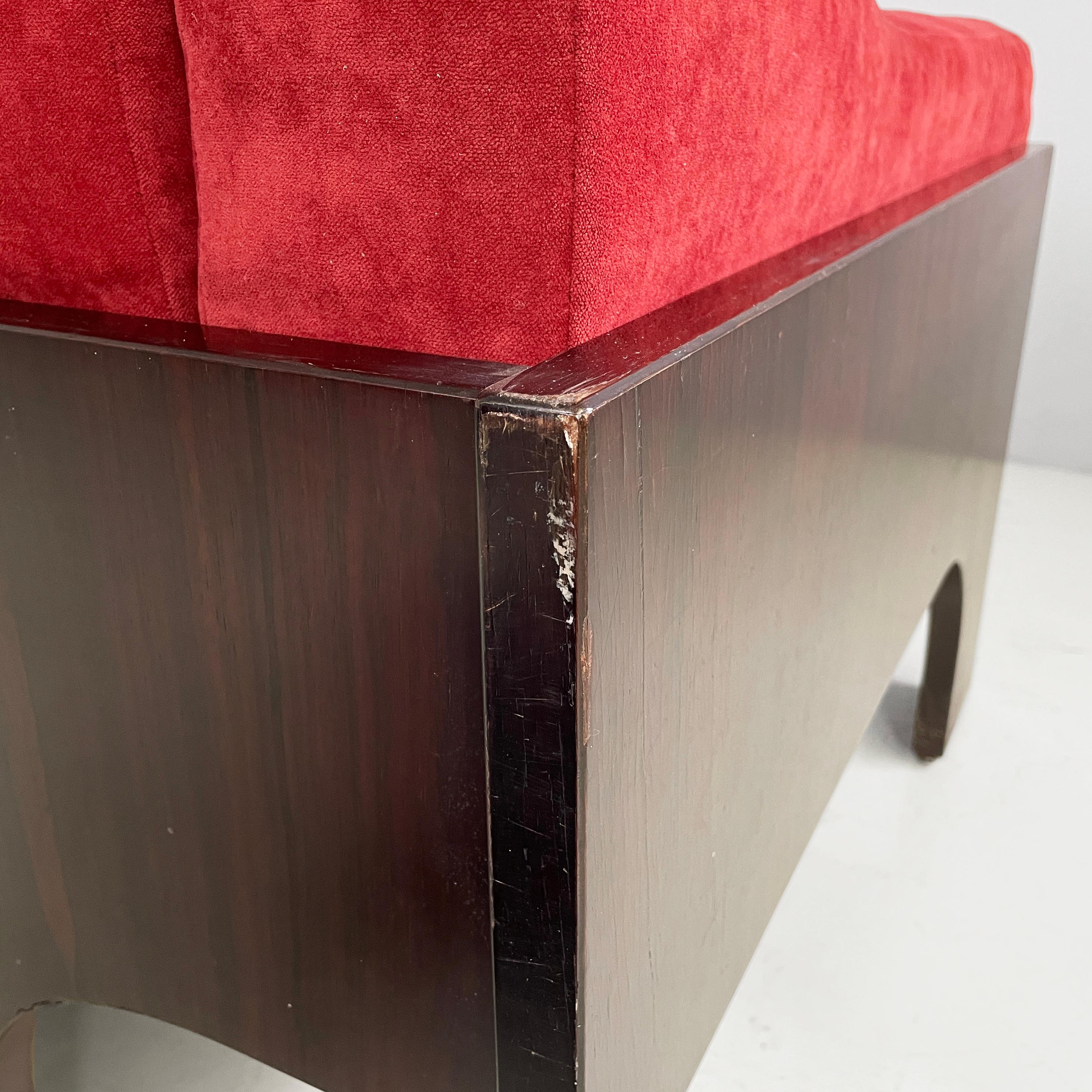 Italian modern red velvet wood armchairs by Claudio Salocchi for Sormani, 1970s For Sale 13