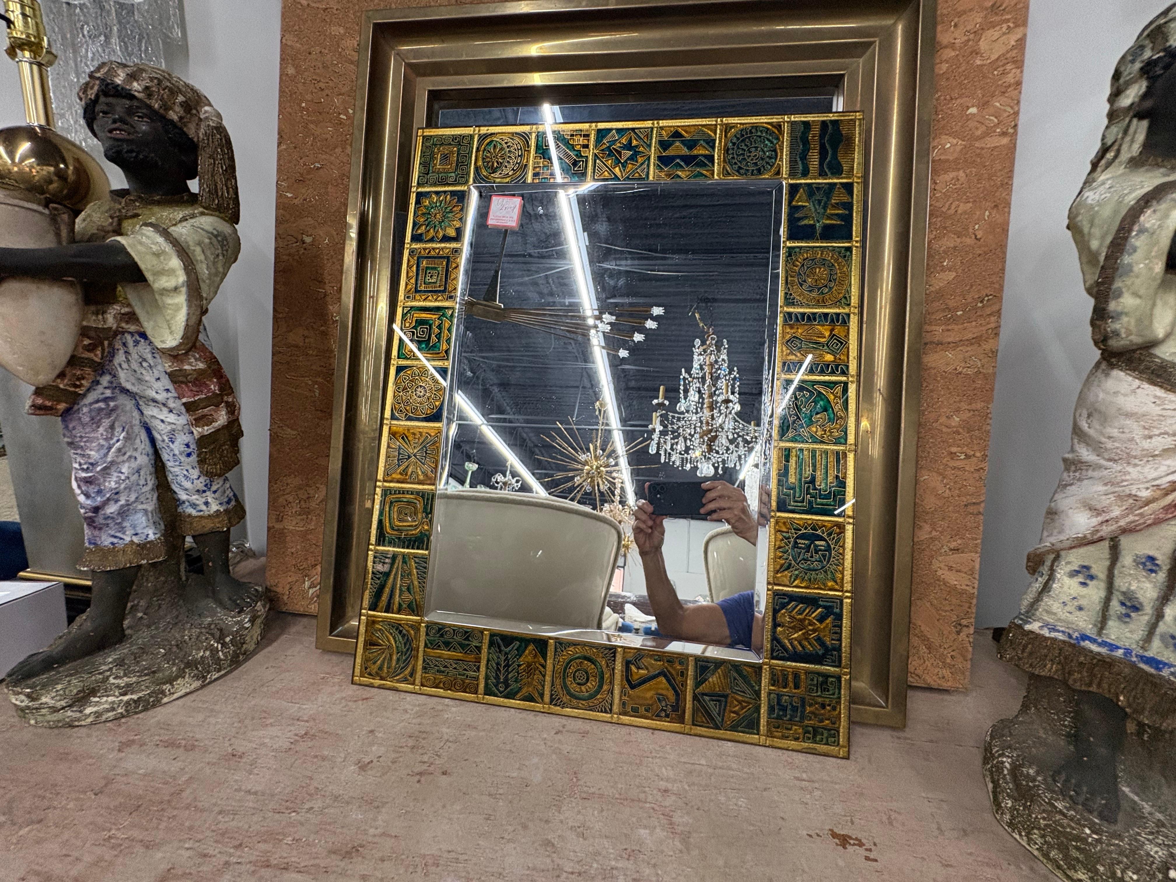 Italian Modern Reverse Decorated Beveled Mirror For Sale 1