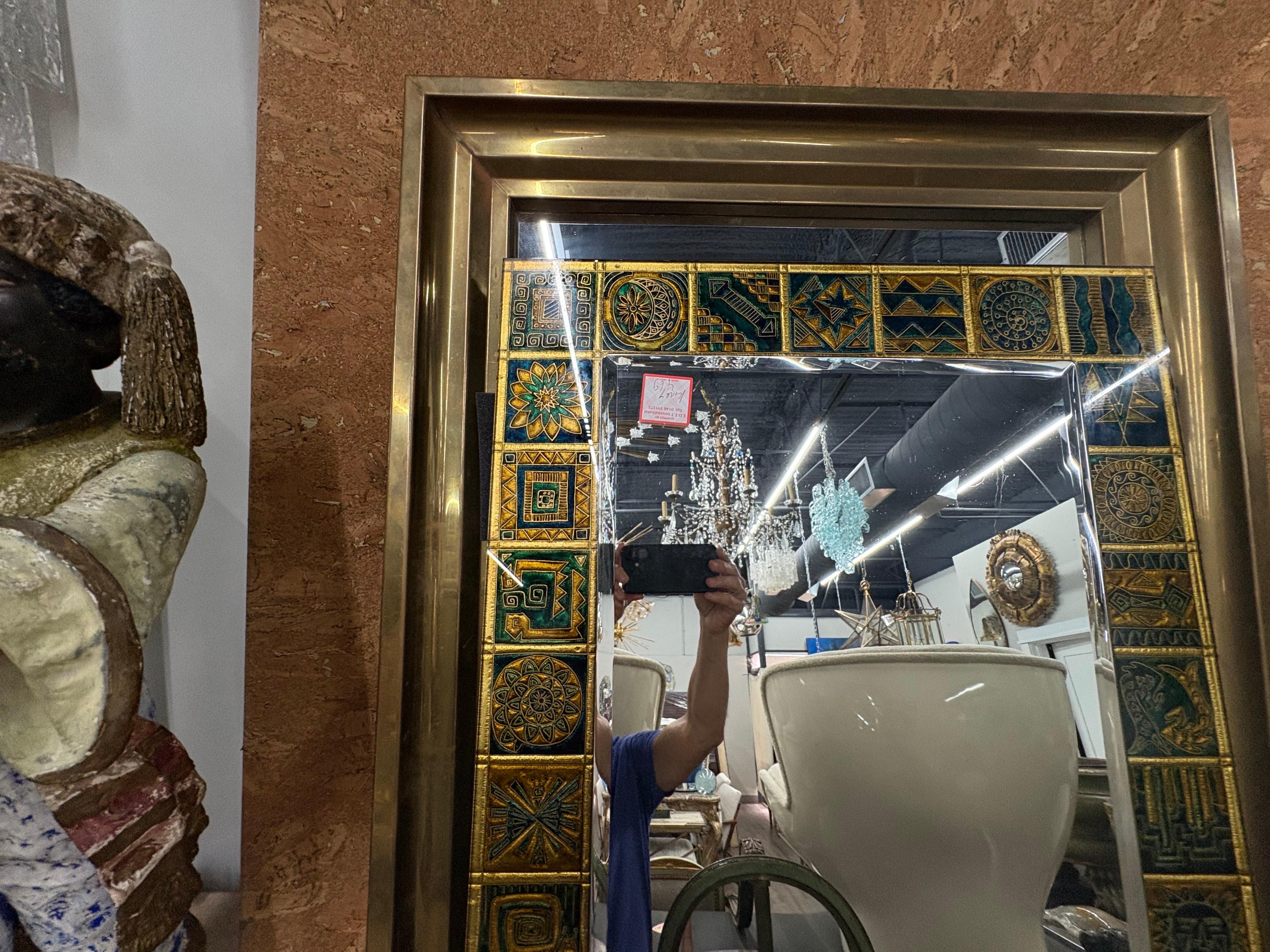 Italian Modern Reverse Decorated Beveled Mirror For Sale 2