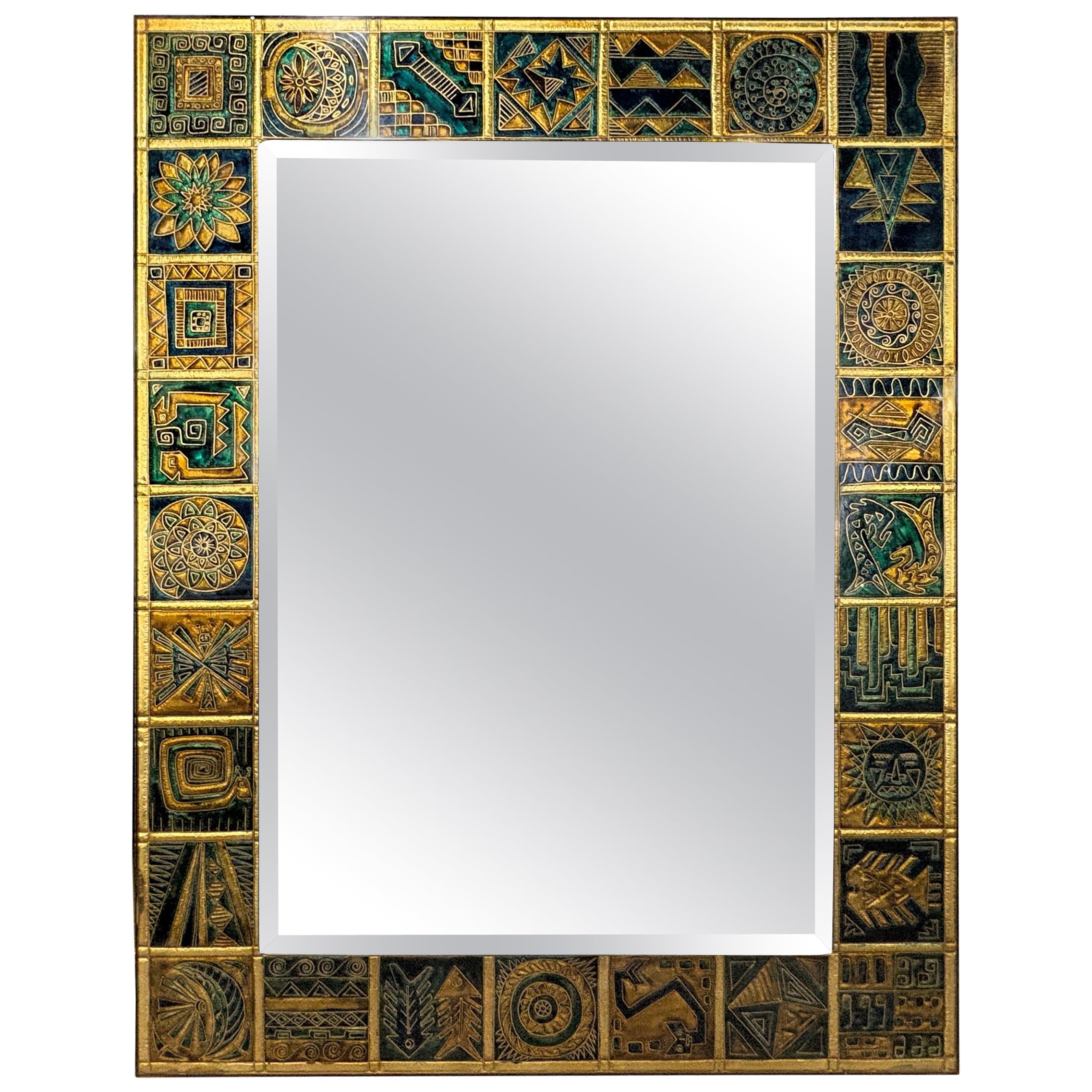 Specchio smussato moderno italiano con decorazione a rovescio