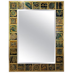 Specchio smussato moderno italiano con decorazione a rovescio