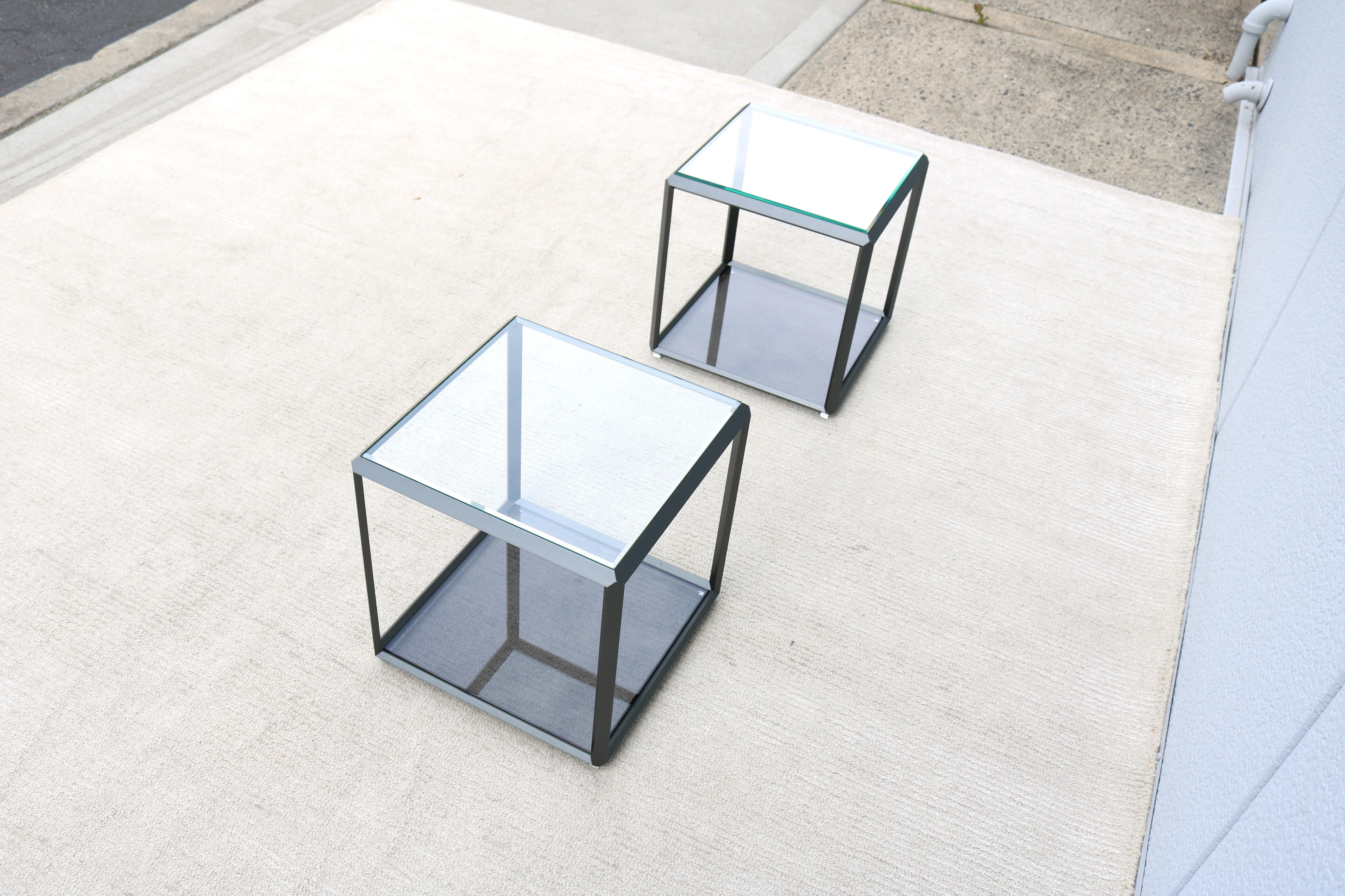 Italian Modern Ron Gilad for Molteni & C 45 Tavolino Glass Side Tables - a Pair 6