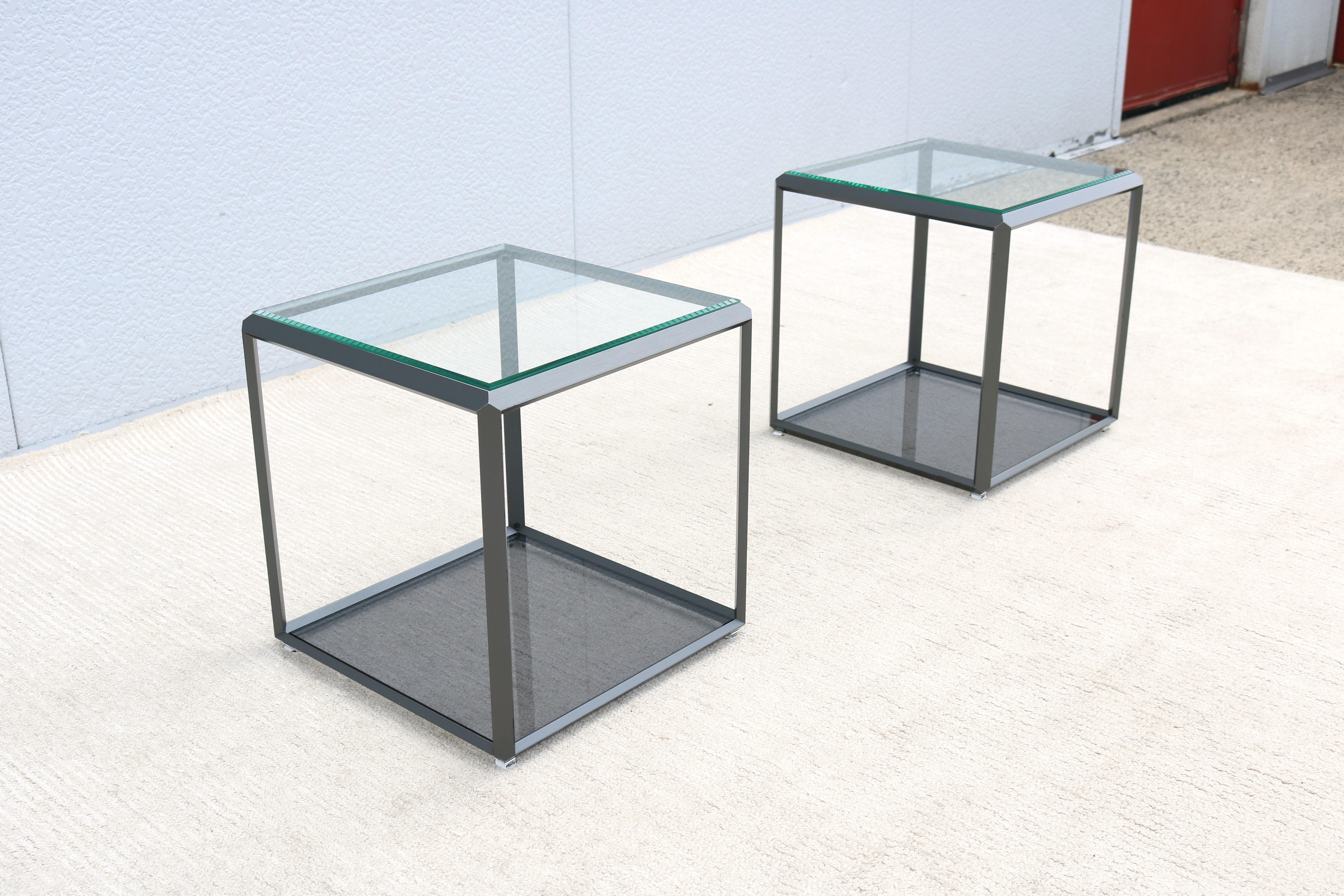 Italian Modern Ron Gilad for Molteni & C 45 Tavolino Glass Side Tables - a Pair 9
