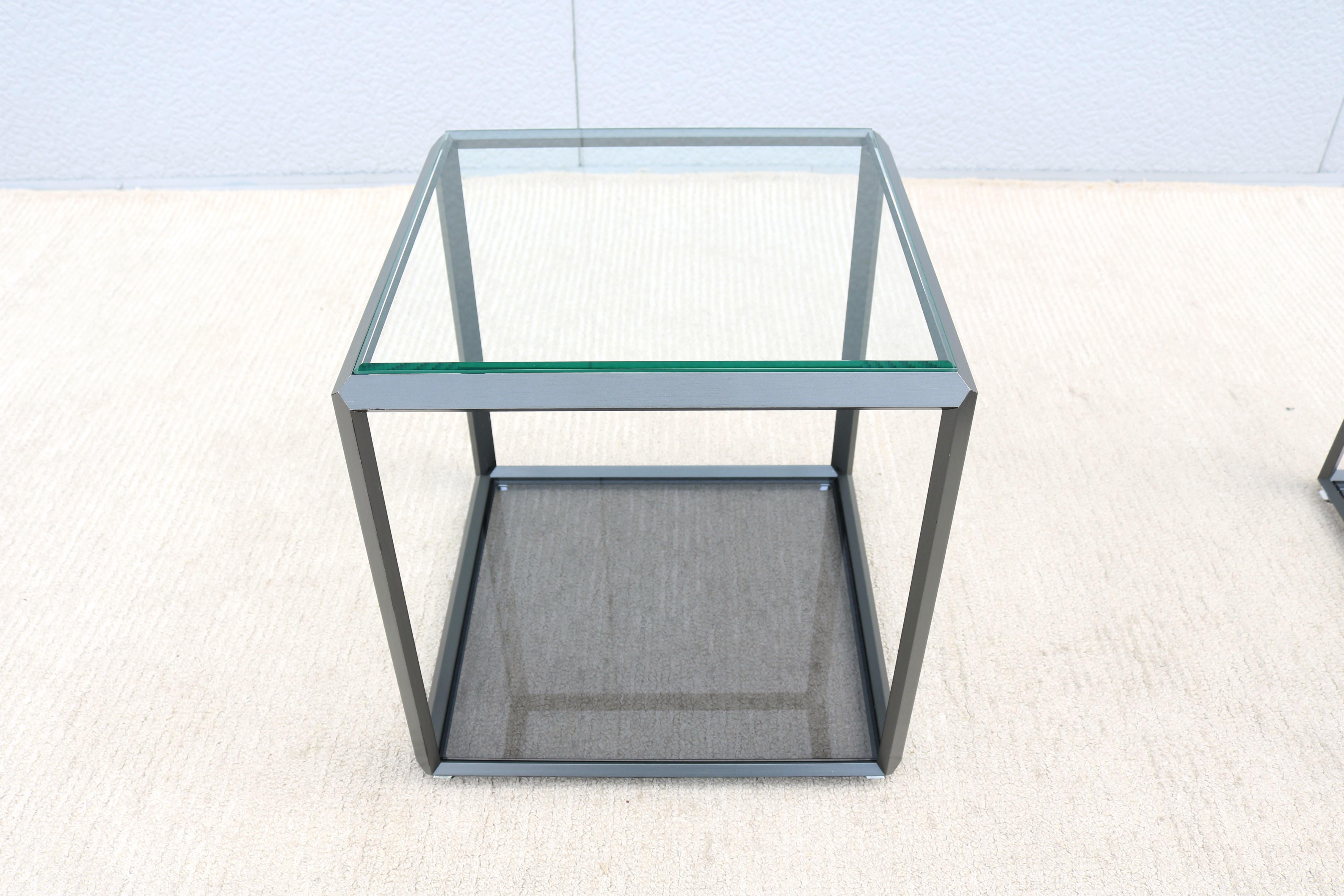 Italian Modern Ron Gilad for Molteni & C 45 Tavolino Glass Side Tables - a Pair 12