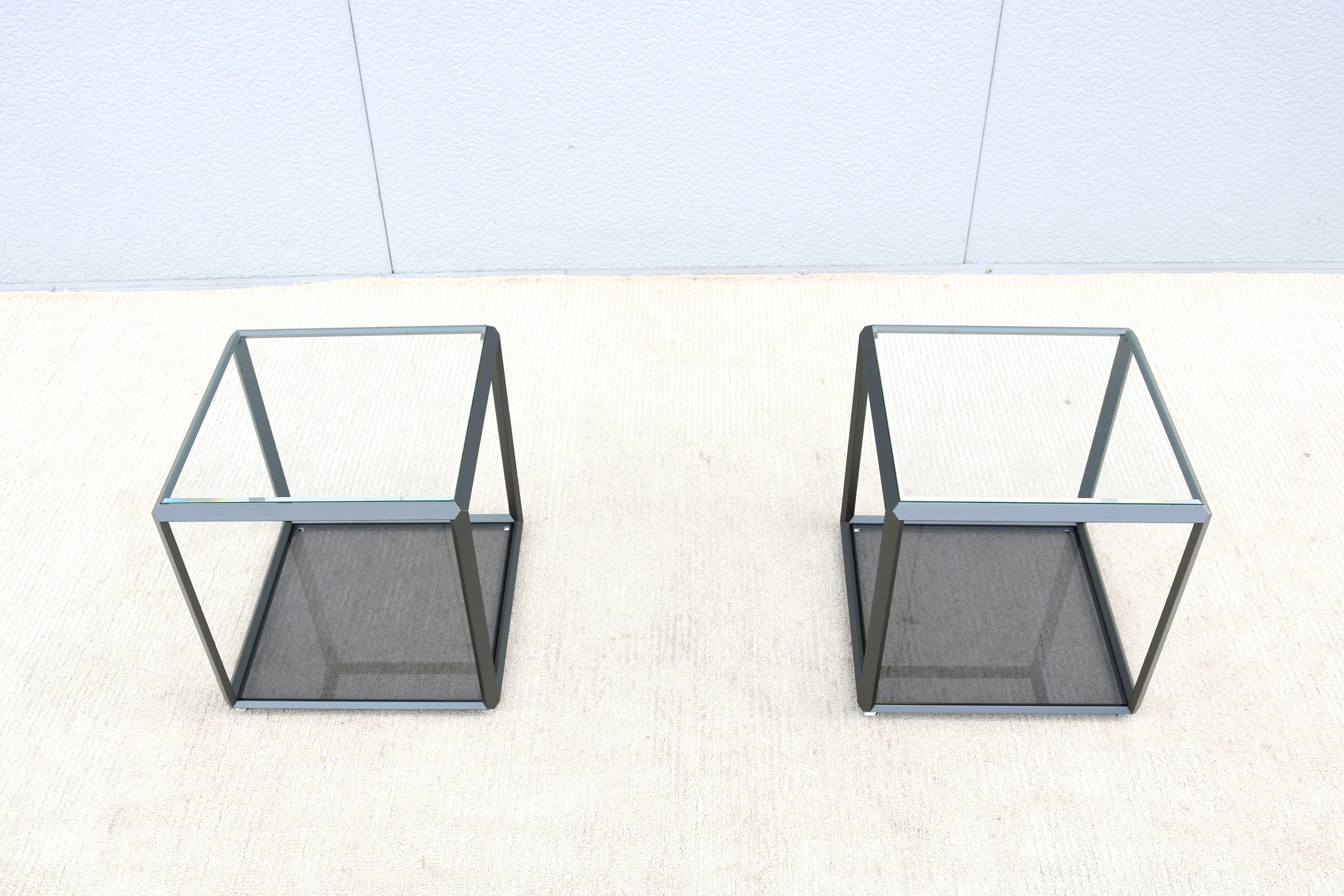 Italian Modern Ron Gilad for Molteni & C 45 Tavolino Glass Side Tables - a Pair 1
