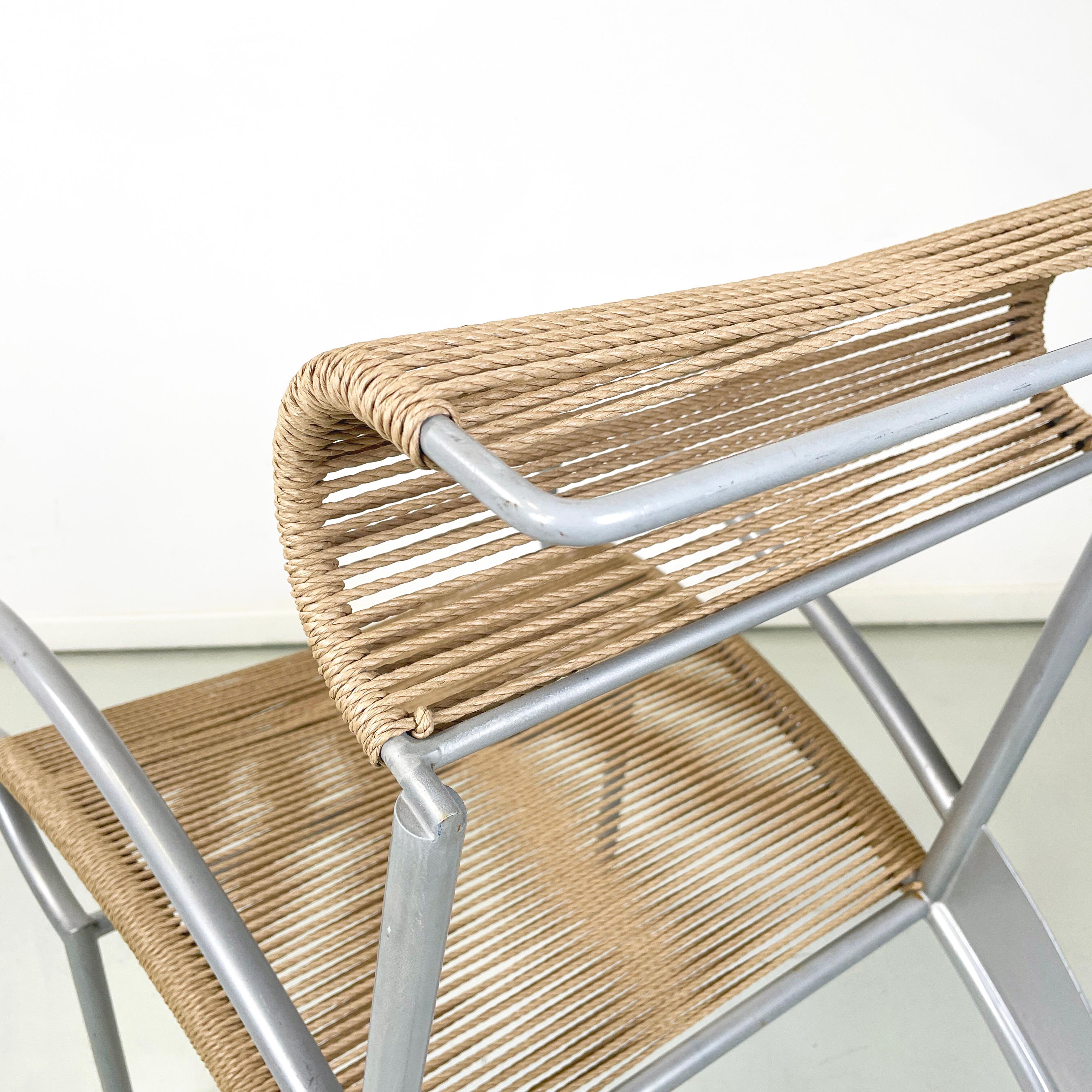 Italian modern rope and gray steel chair Juliette by Massimo Iosa-Ghini, 1990s For Sale 4