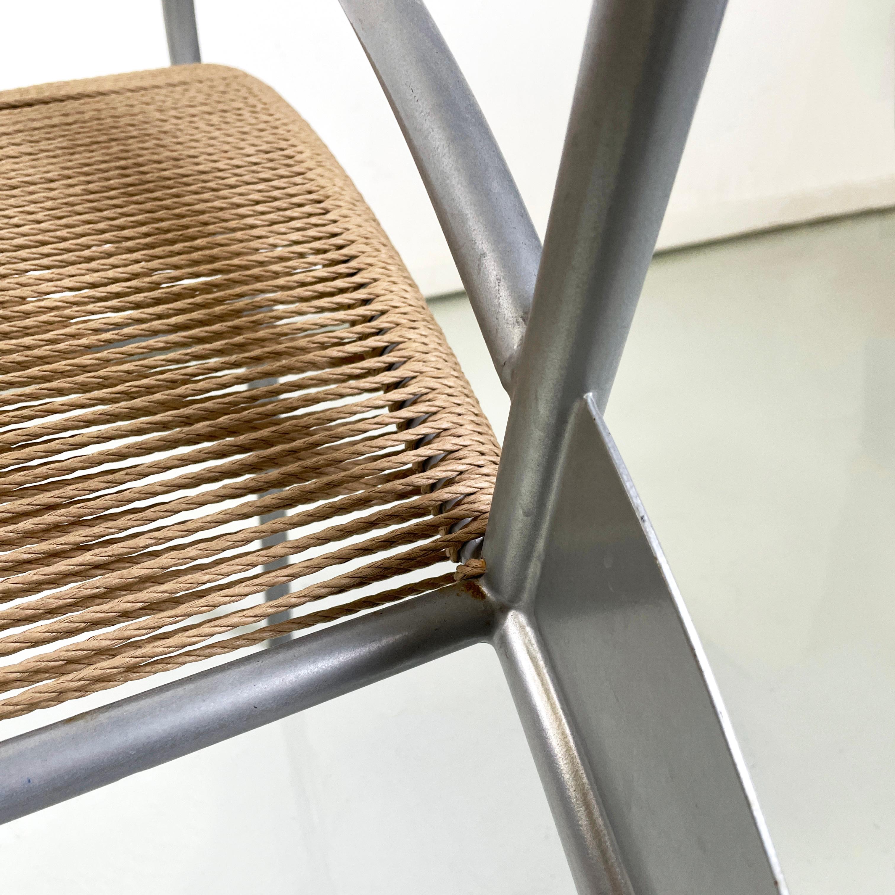 Italian modern rope and gray steel chair Juliette by Massimo Iosa-Ghini, 1990s For Sale 5