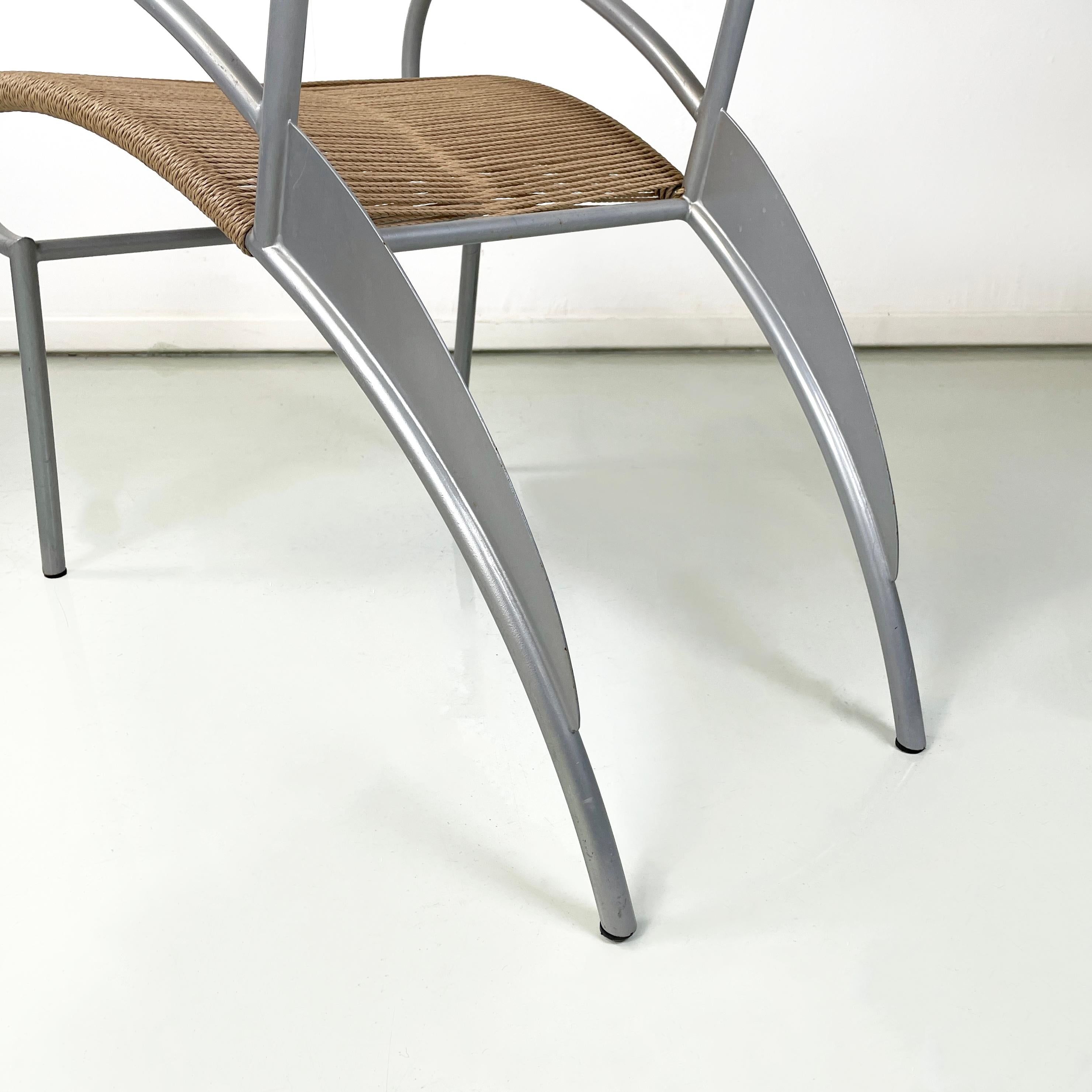 Italian modern rope and gray steel chair Juliette by Massimo Iosa-Ghini, 1990s For Sale 6