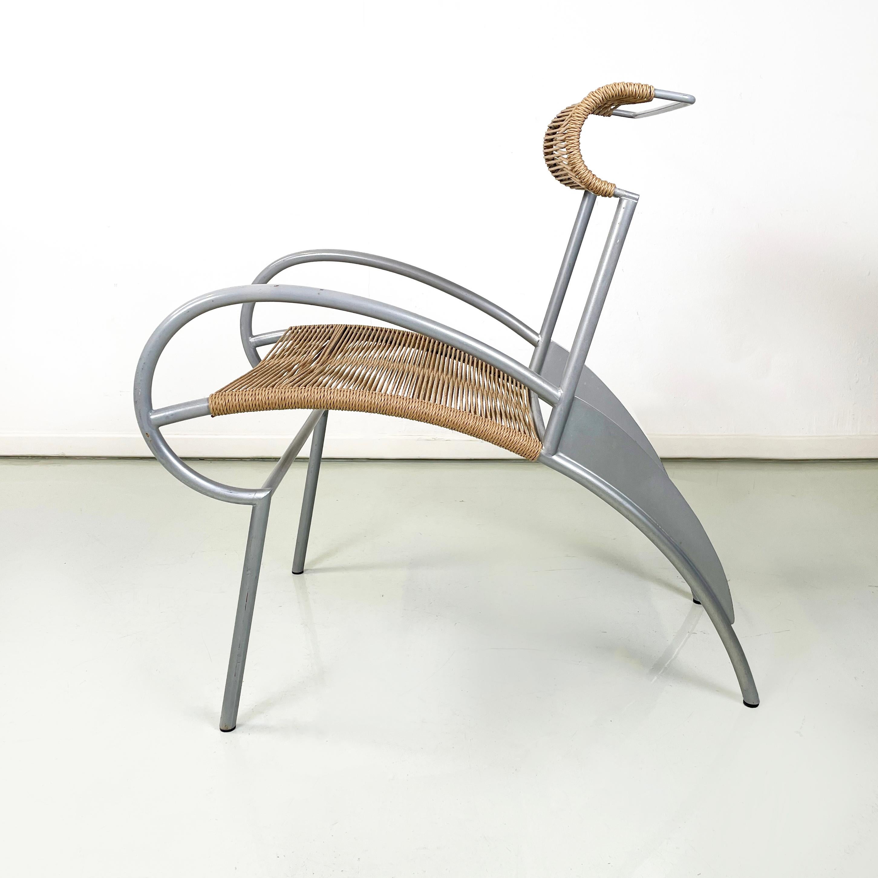 Moderne Chaise moderne italienne Juliette en corde et acier gris par Massimo Iosa-Ghini, 1990 en vente
