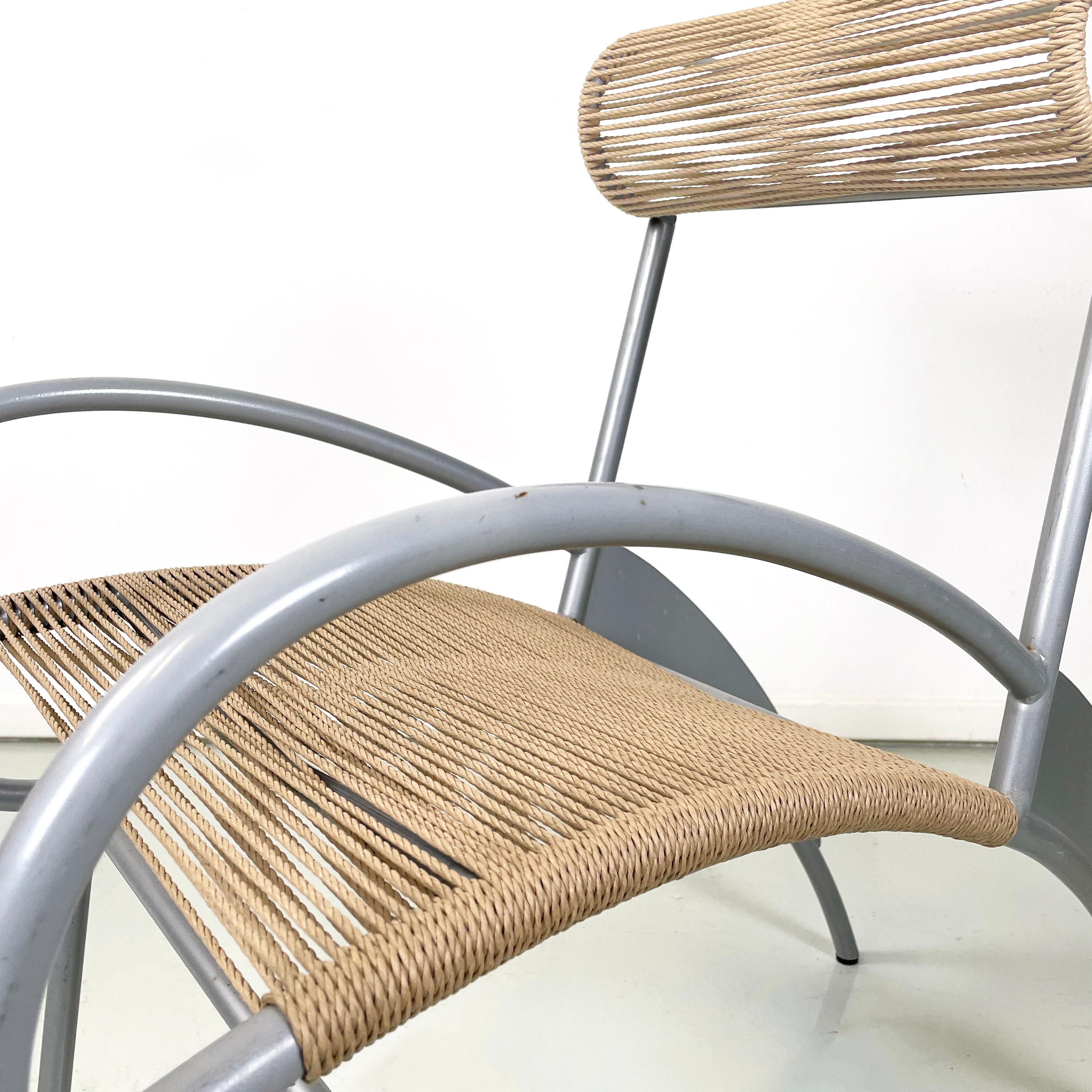 Italian modern rope and gray steel chair Juliette by Massimo Iosa-Ghini, 1990s For Sale 1