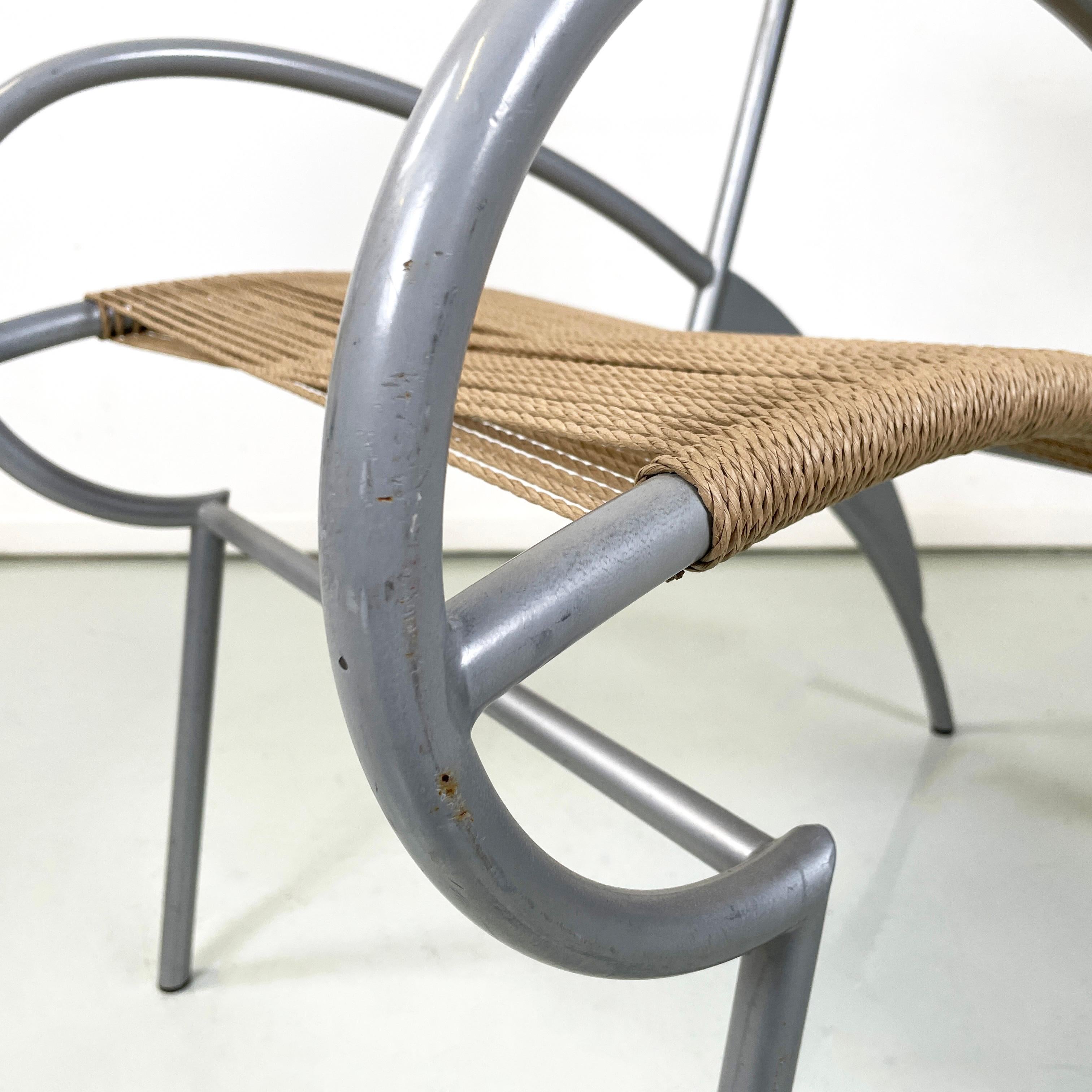 Italian modern rope and gray steel chair Juliette by Massimo Iosa-Ghini, 1990s For Sale 2