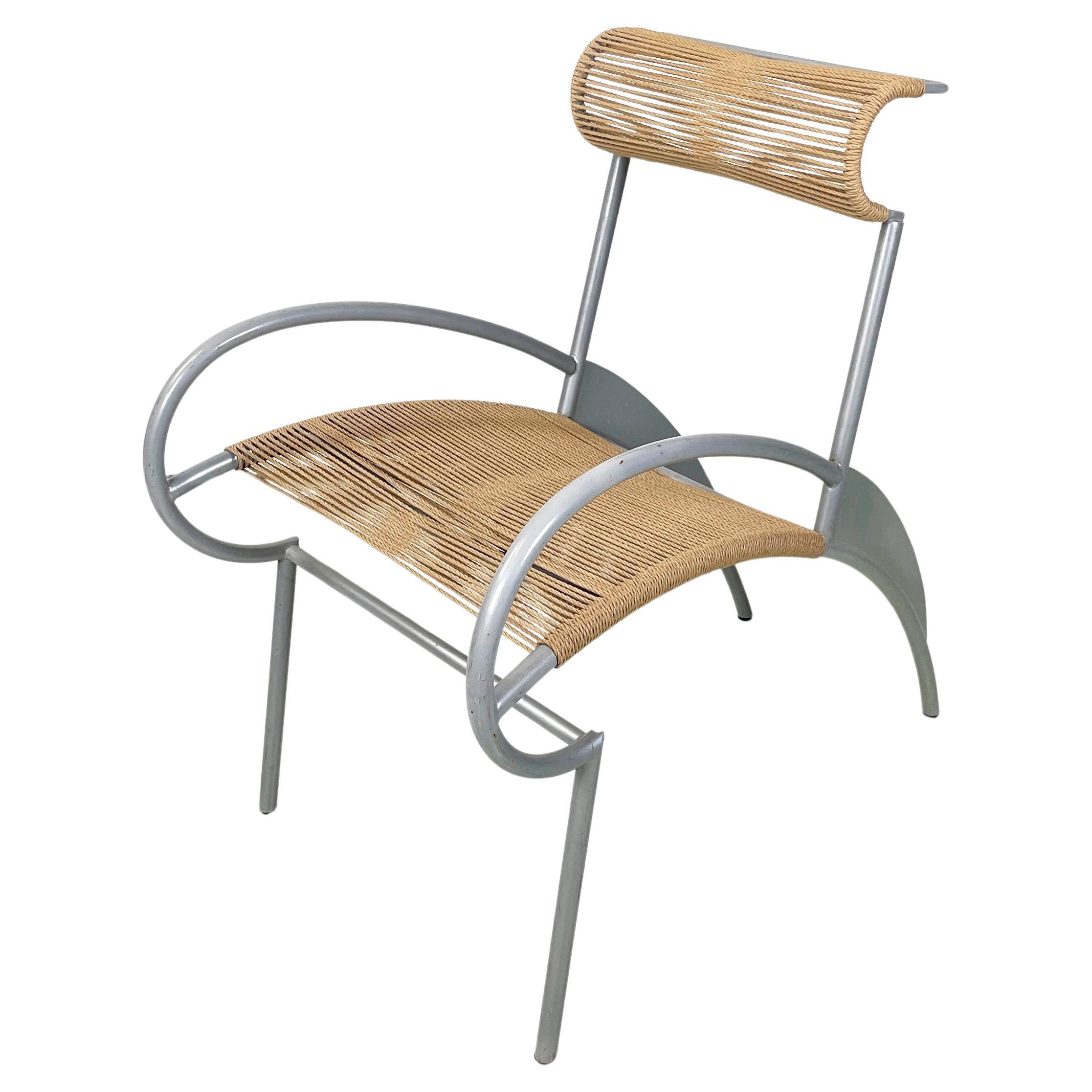 Moderner italienischer Stuhl Juliette aus Seil und grauem Stahl von Massimo Iosa-Ghini, 1990er Jahre