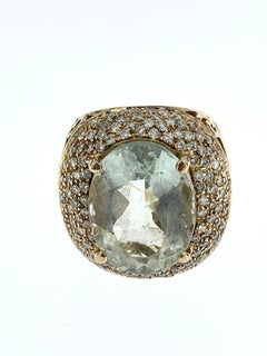 Italian Modern Rose Gold Cocktail Ring with Quartz and Diamonds