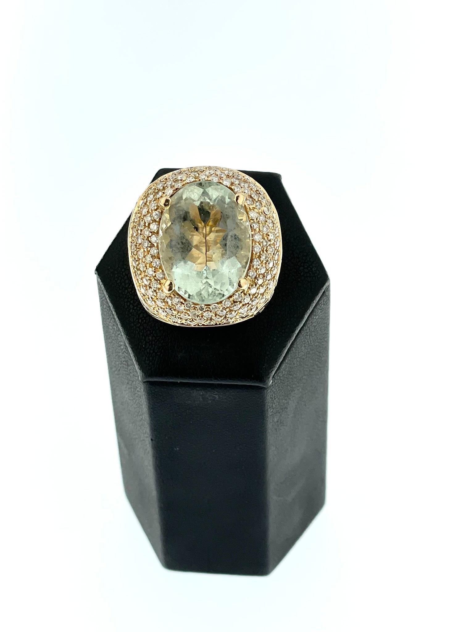 Italian Modern Rose Gold Cocktail Ring with Quartz and Diamonds In Good Condition For Sale In Esch sur Alzette, Esch-sur-Alzette