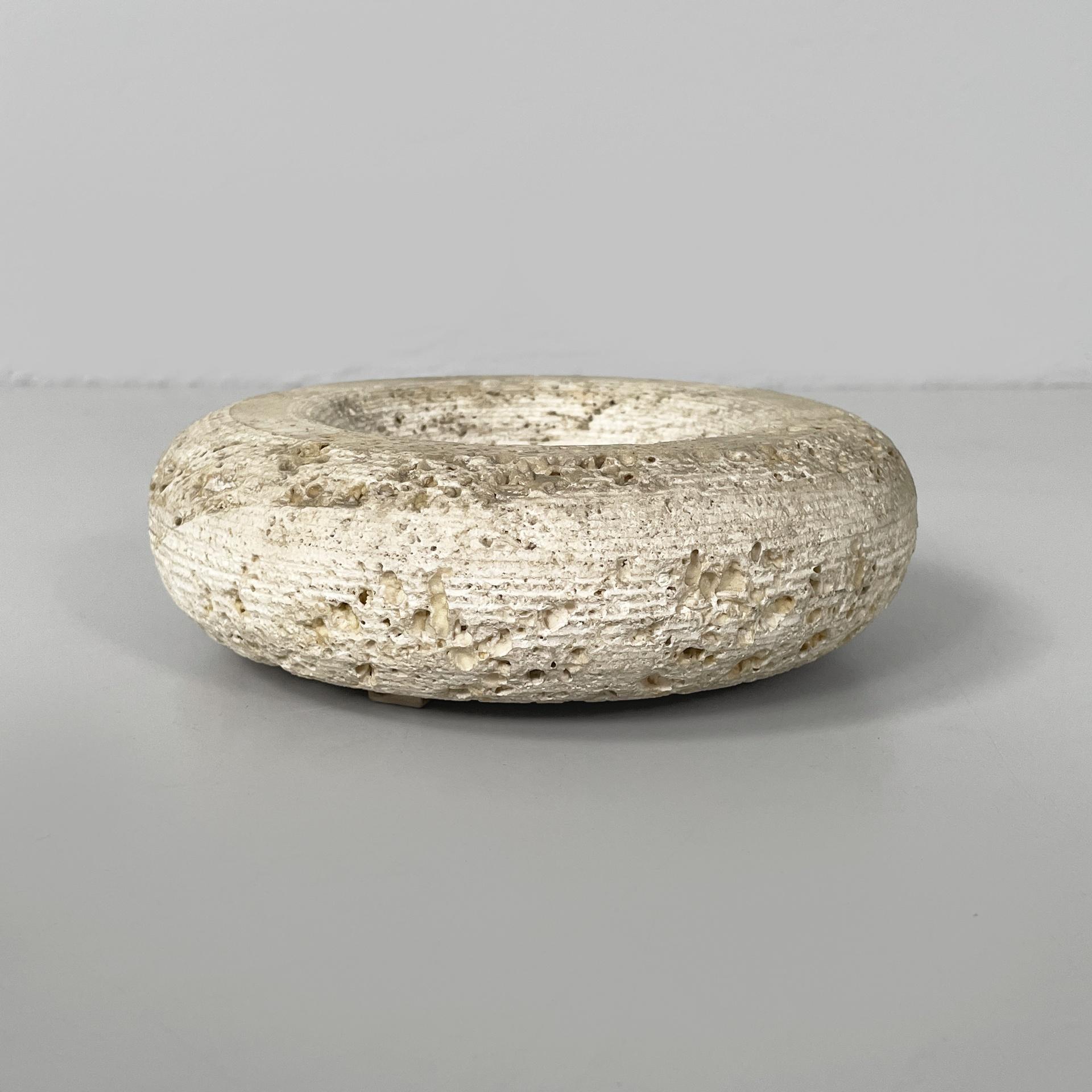 Modern Italian modern round ashtray in travertine, 1970s For Sale