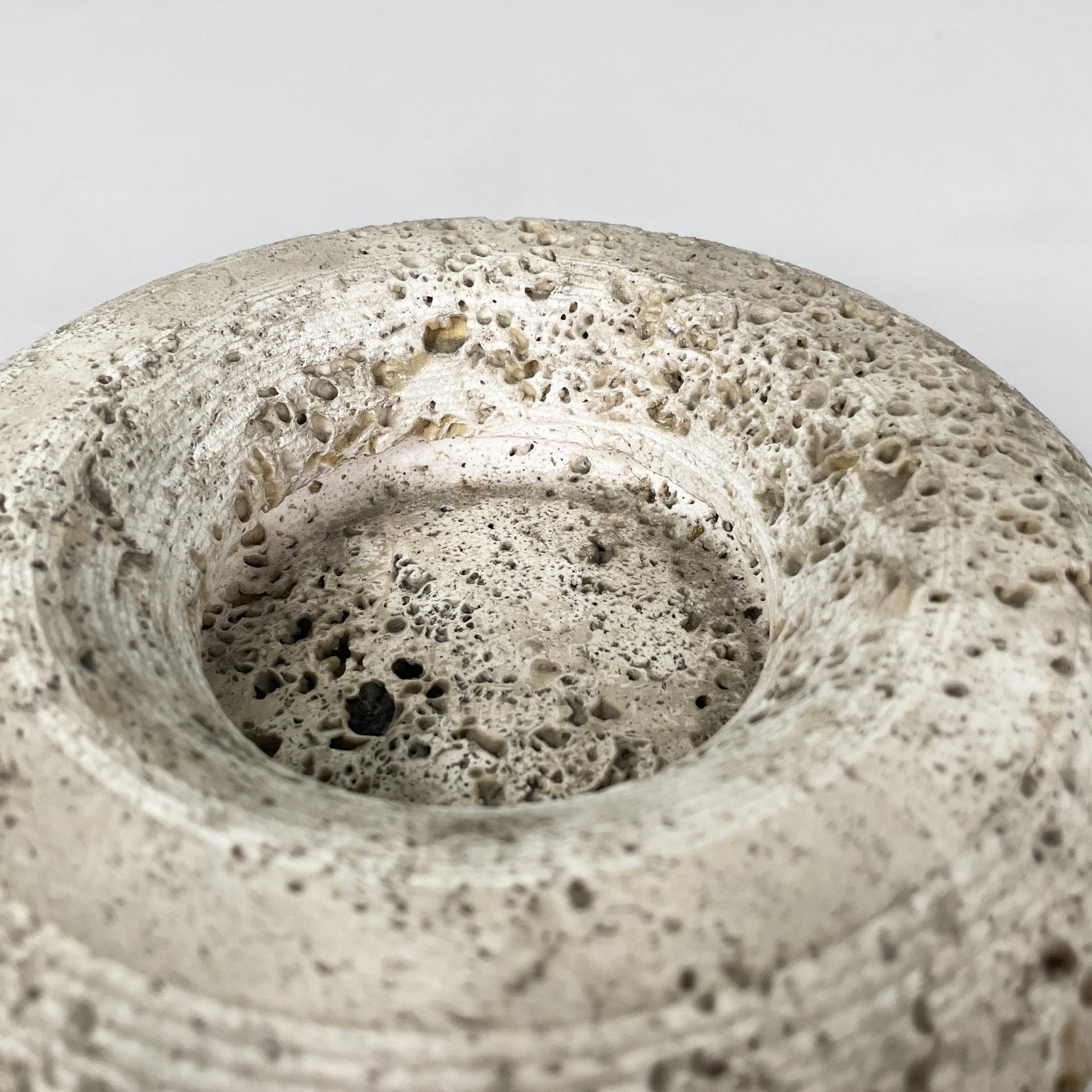 Late 20th Century Italian modern round ashtray in travertine, 1970s For Sale