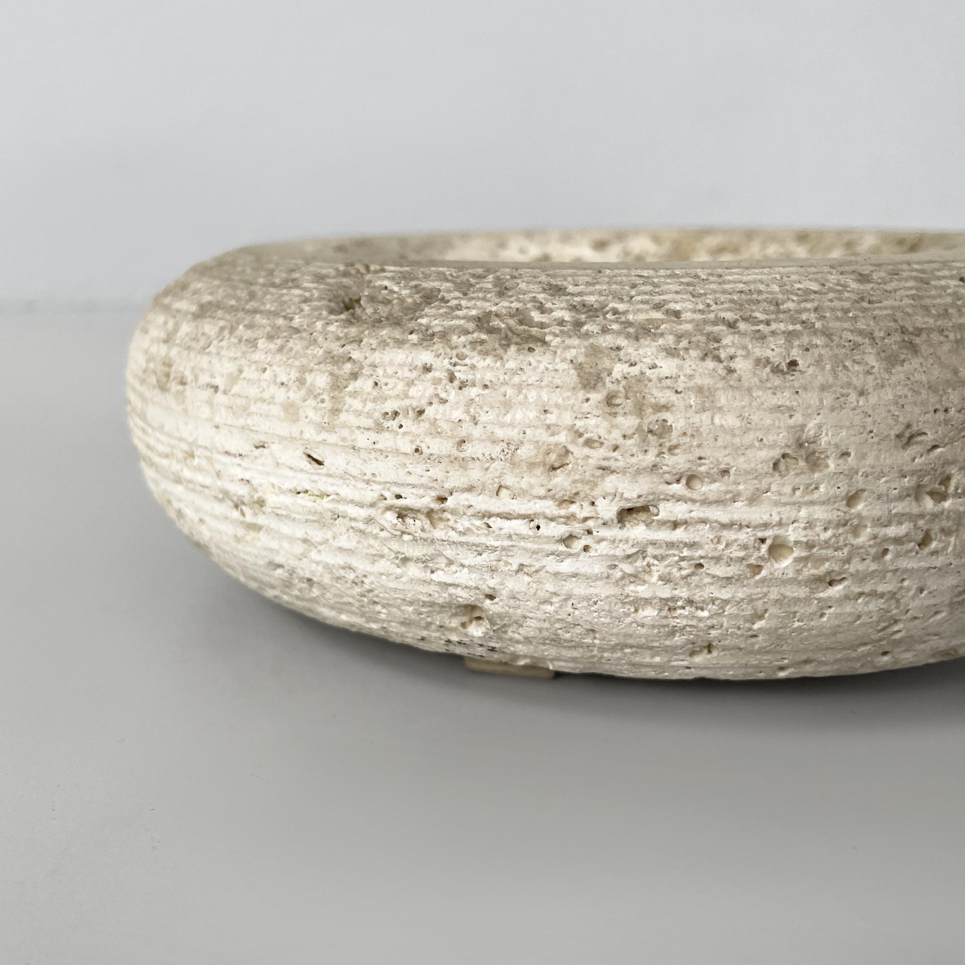Travertine Italian modern round ashtray in travertine, 1970s For Sale
