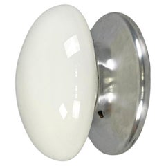 Italian modern round base applique in opaline glass and metal by Valenti, 1970s