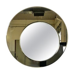 Italian Modern Round Bicolor Big Wall Mirror, 1970s