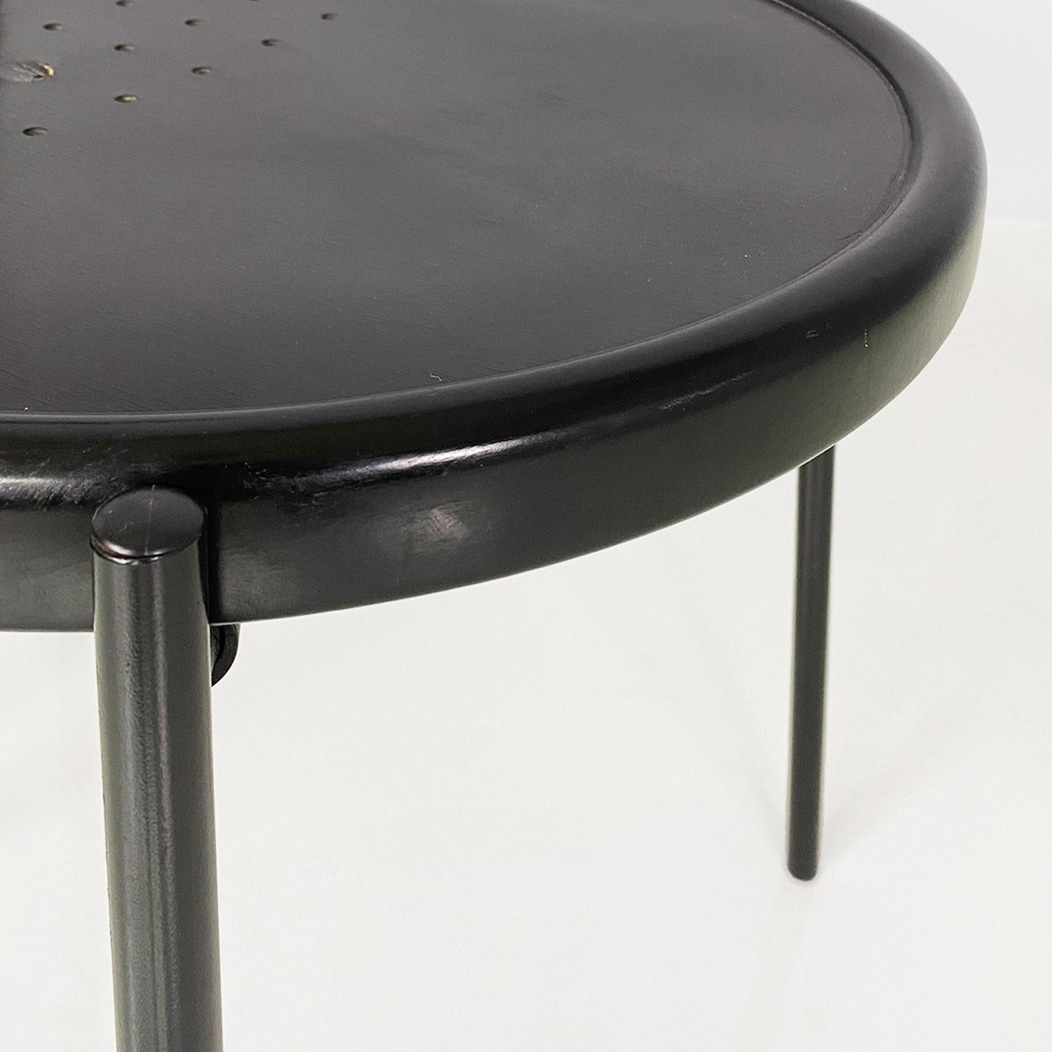 Italian modern round black wood and metal chair, 1980s For Sale 5