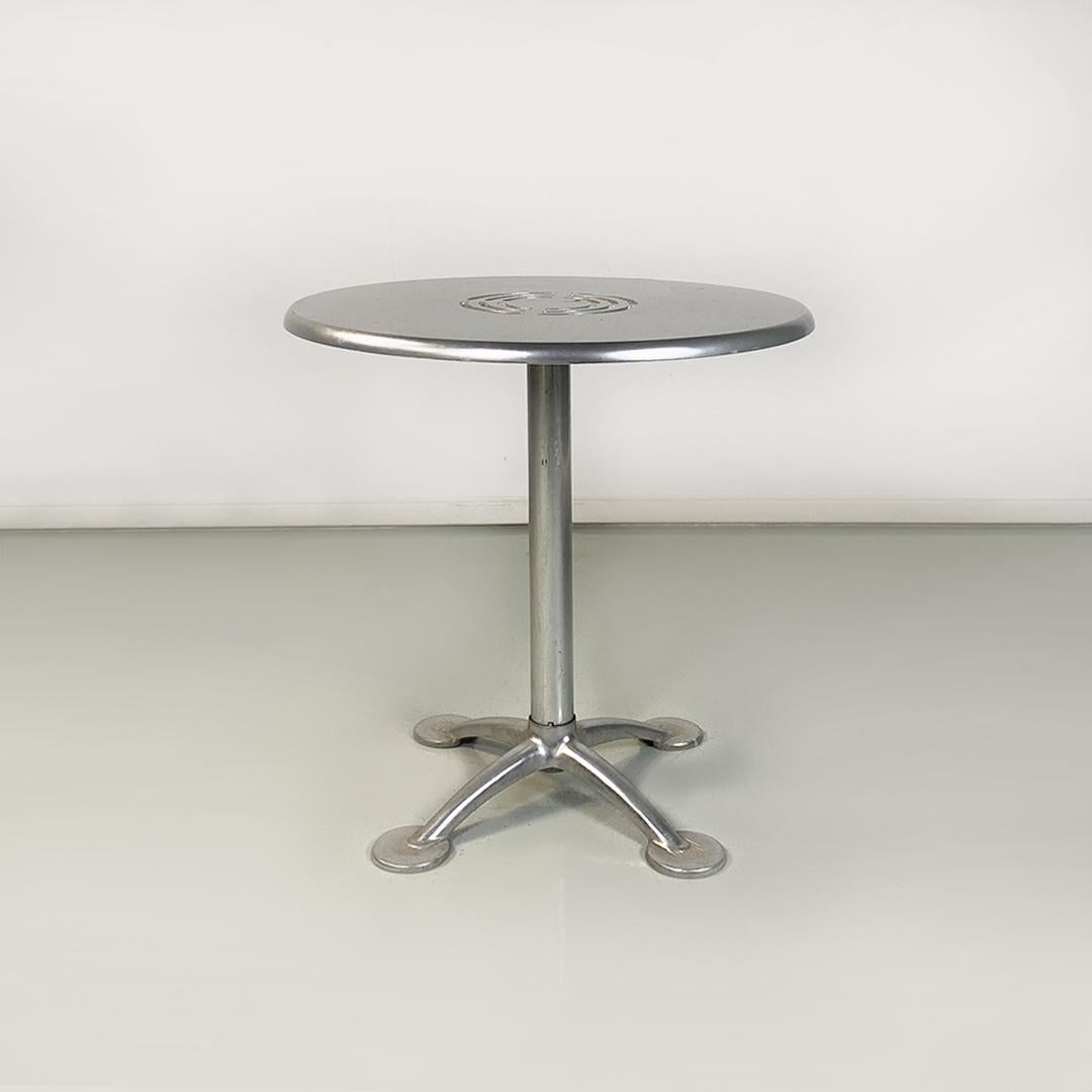 Italian Modern Round Brushed Aluminium Casting Bar or Dining Tables, 1980s For Sale 8