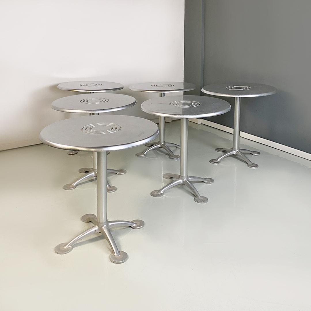 Italian Modern Round Brushed Aluminium Casting Bar or Dining Tables, 1980s For Sale 9