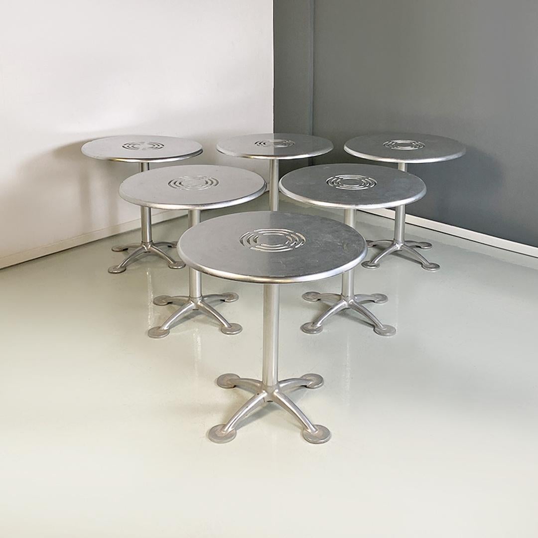 Italian Modern Round Brushed Aluminium Casting Bar or Dining Tables, 1980s For Sale 10