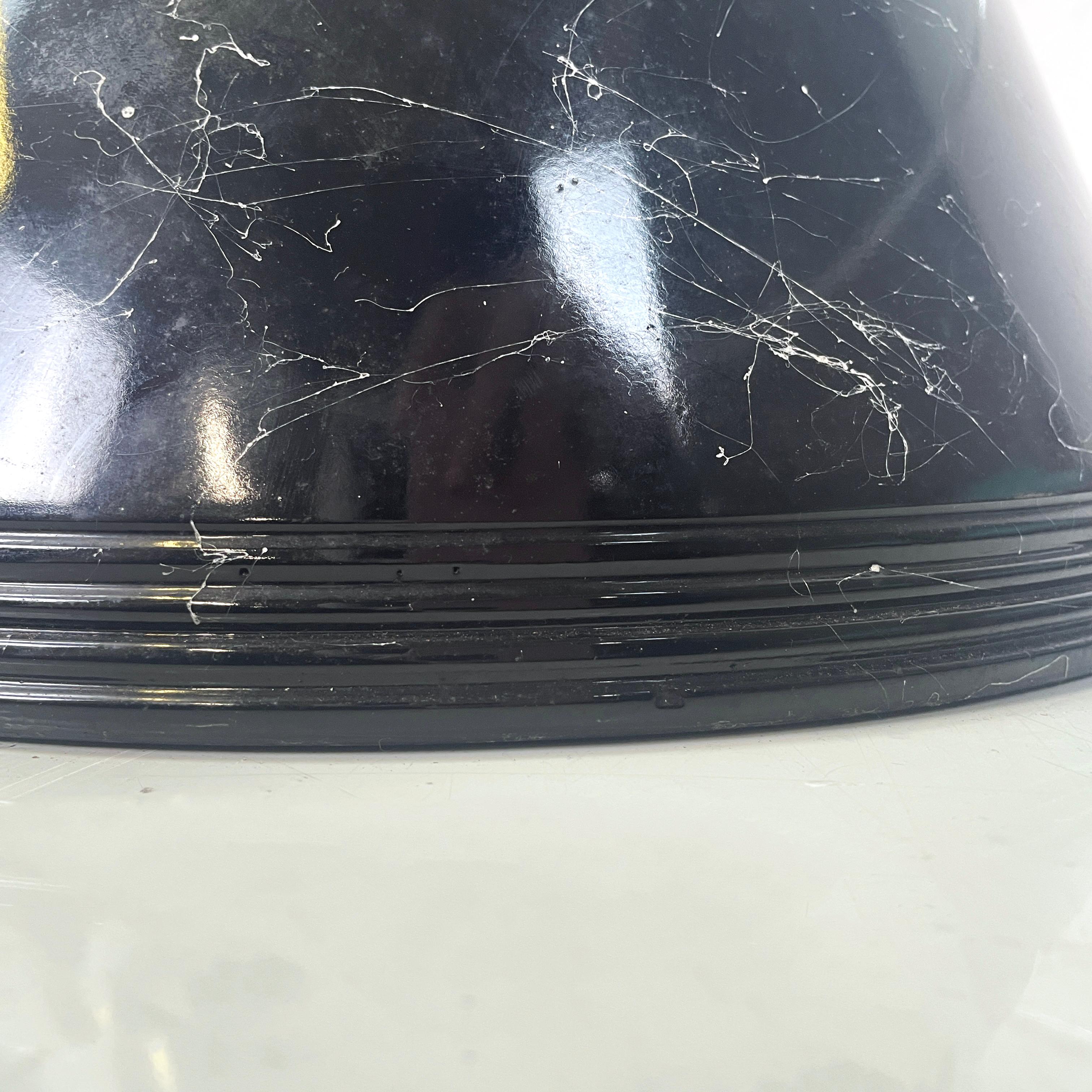 Table basse ronde moderne italienne en verre avec base conique en marbre noir, années 1980 en vente 6