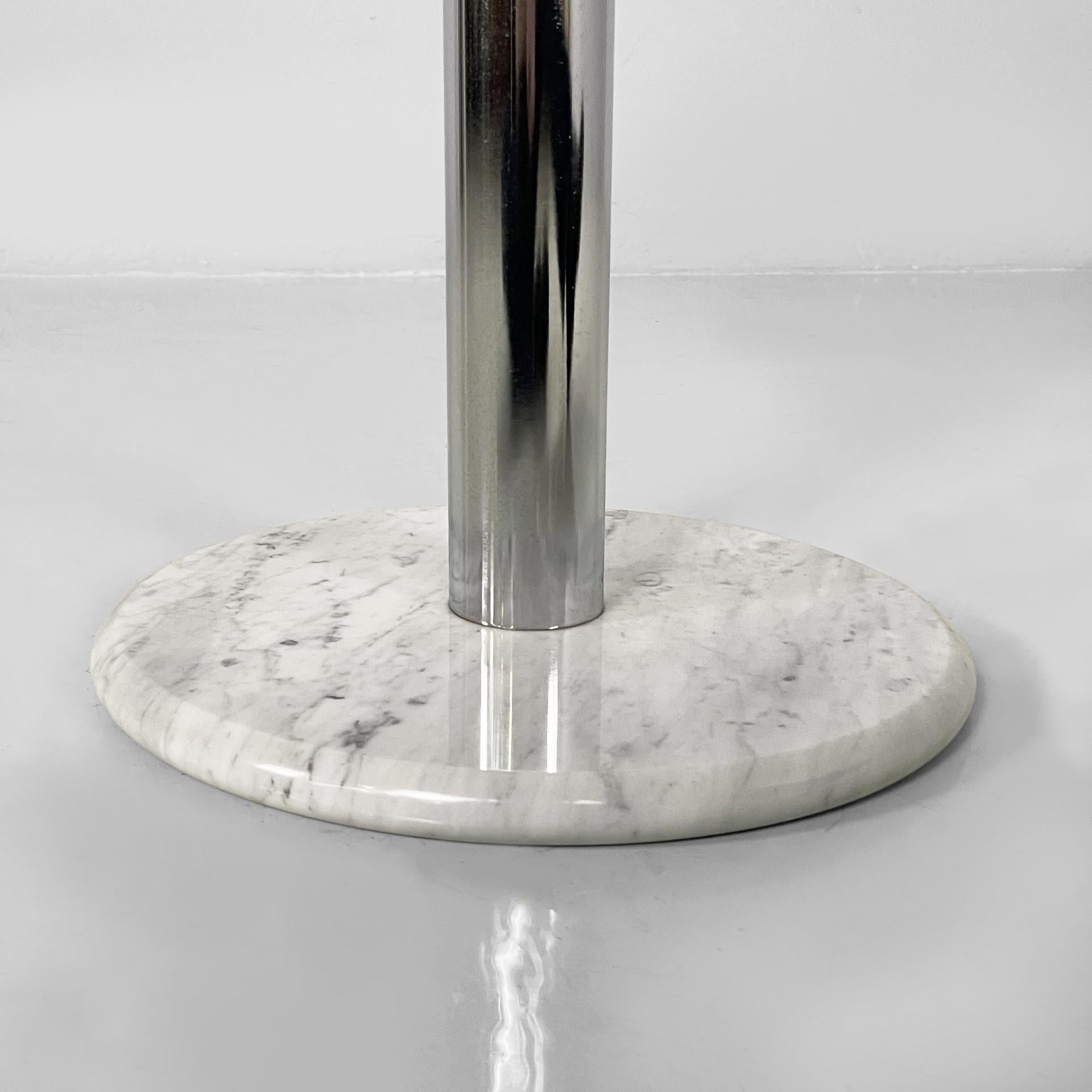Mesa de centro redonda moderna italiana de cristal, acero y mármol, años 80 en venta 2