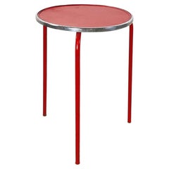Retro Italian modern round coffee table in red metal, 1980s