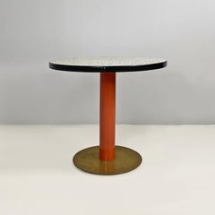 Italian modern round coffee table with decorative bacterio pattern top, 1980s