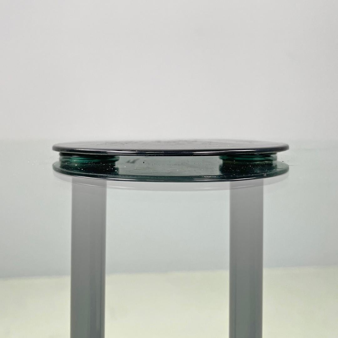 Tavolino moderno italiano con piano in vetro e base in marmo nero, anni '80 in vendita 1