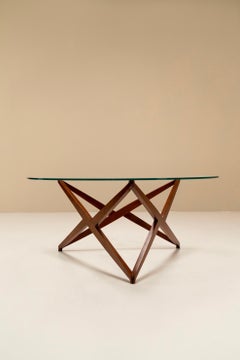 Italian Modern Round Coffee Table with Star-shaped Base by Angelo Ostuni, 1960s