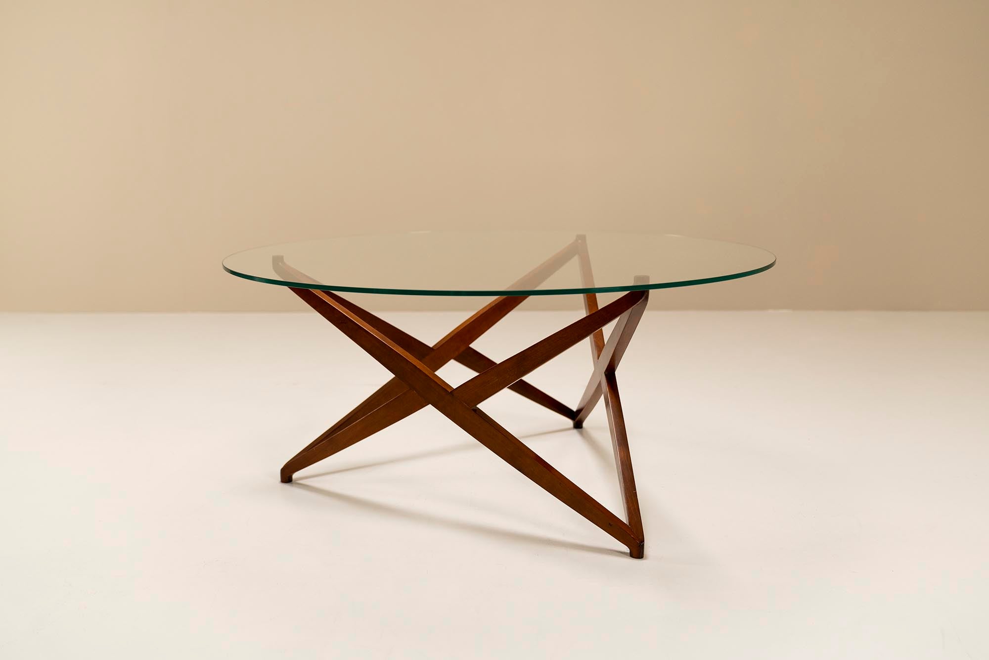 Mid-Century Modern Italian Modern Round Coffee Table with Star-shaped Base by Angelo Ostuni, 1960s For Sale