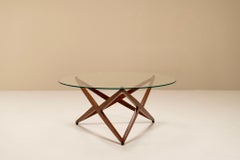 Table basse ronde moderne italienne avec base en forme d'étoile par Angelo Ostuni, années 1960