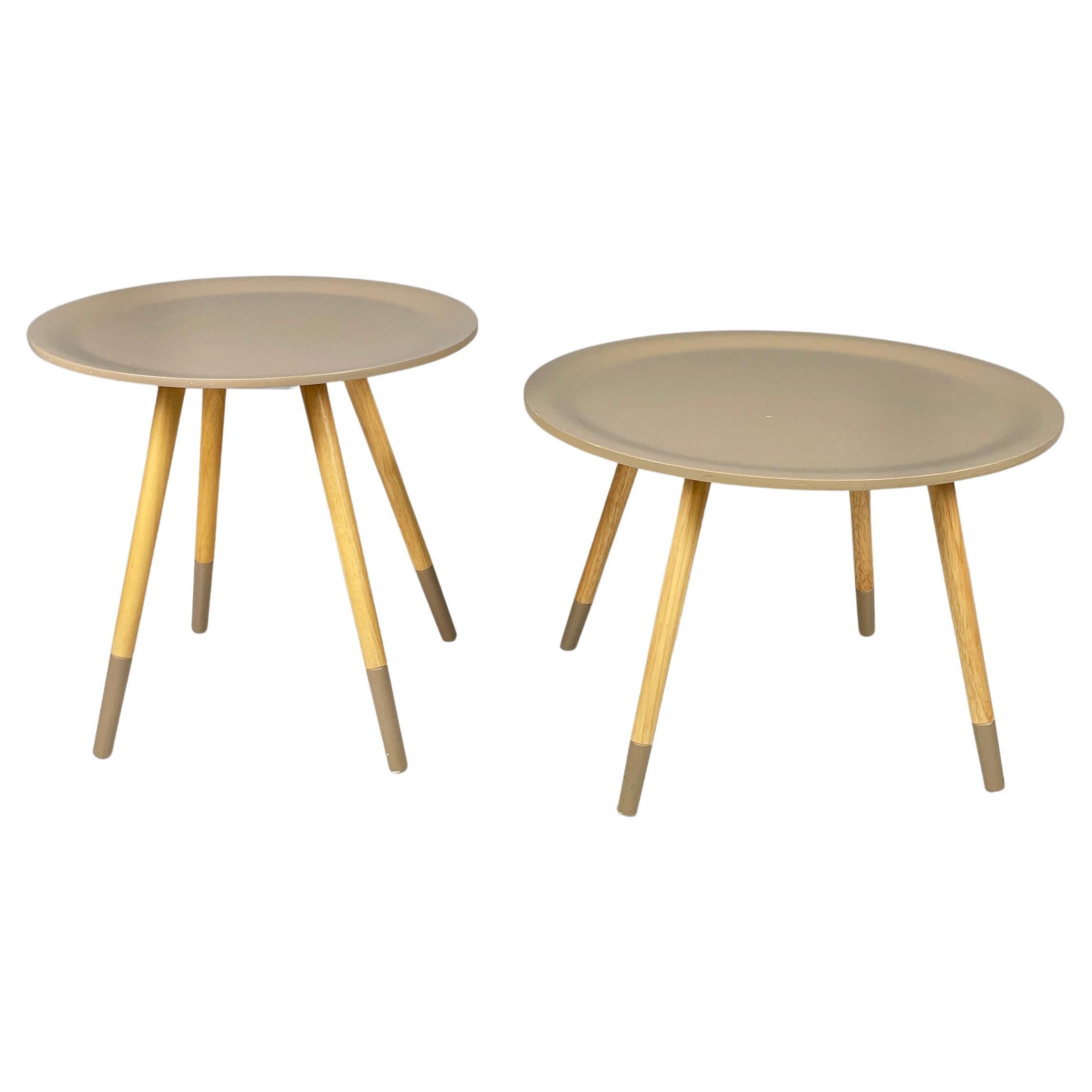 Italian modern round Coffee tables in beige wood, 2000s