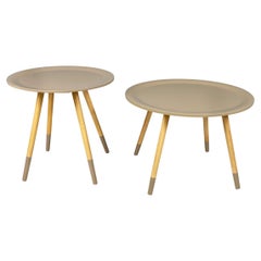 Italian modern round Coffee tables in beige wood, 2000s