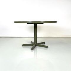 Italian Modern Round Dining Table in Green Lacquered Wood Anonima Castelli, 1981
