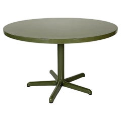 Italian Modern Round Dining Table in Green Lacquered Wood Anonima Castelli, 1981