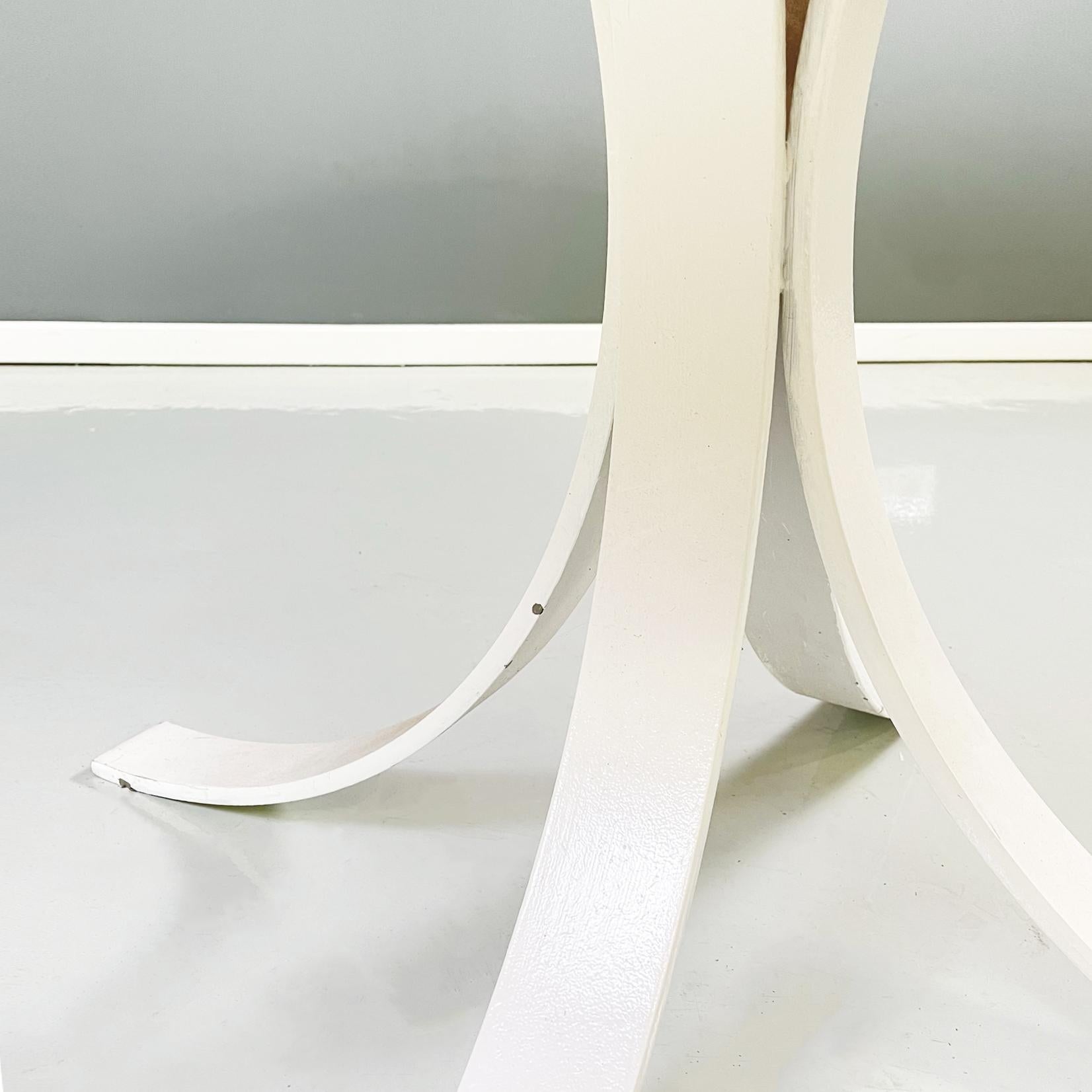 Italian Modern Round Dining Table in White Metal and Solid Wood, 1970s For Sale 6