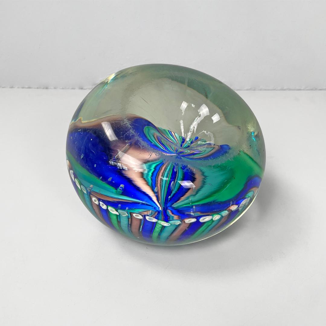 Italienischer moderner runder Türstopper aus mehrfarbigem Murano-Glas, 1980er Jahre im Zustand „Starke Gebrauchsspuren“ im Angebot in MIlano, IT