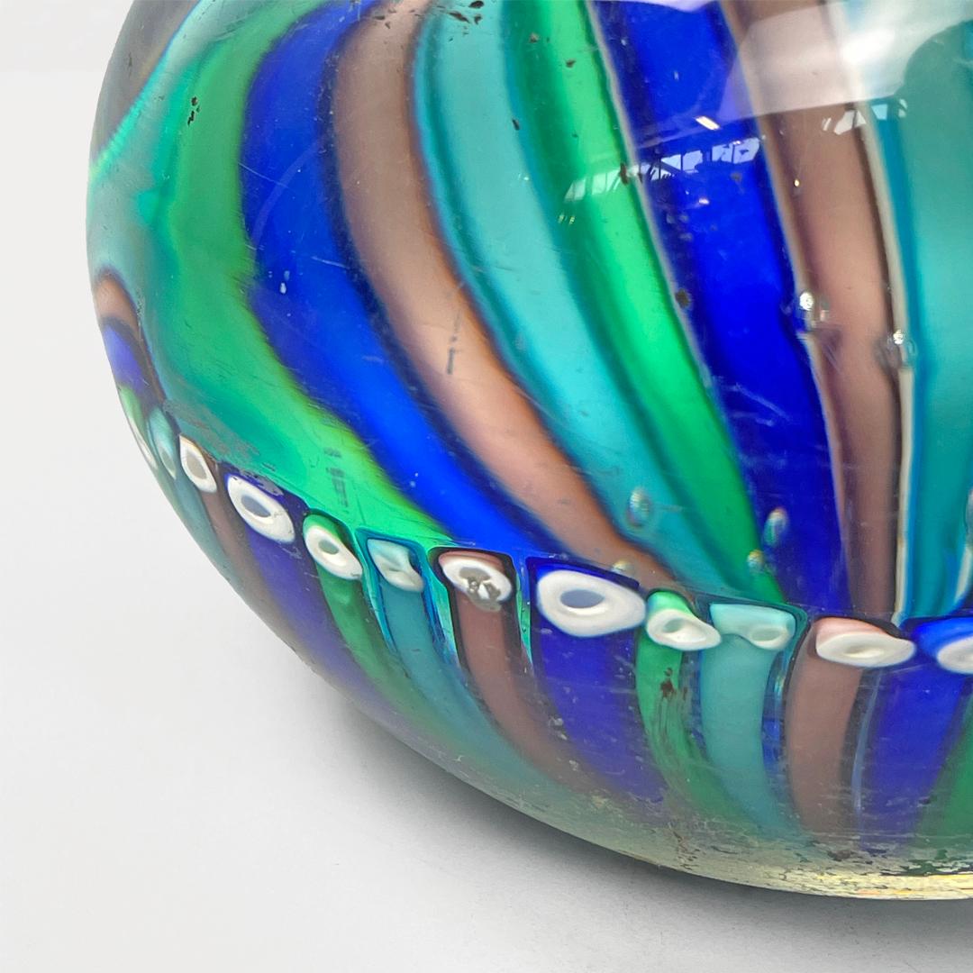 Italienischer moderner runder Türstopper aus mehrfarbigem Murano-Glas, 1980er Jahre (Ende des 20. Jahrhunderts) im Angebot