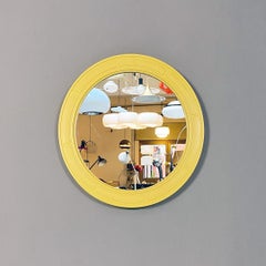 Italian modern round frame acid green mirror, 1970s
