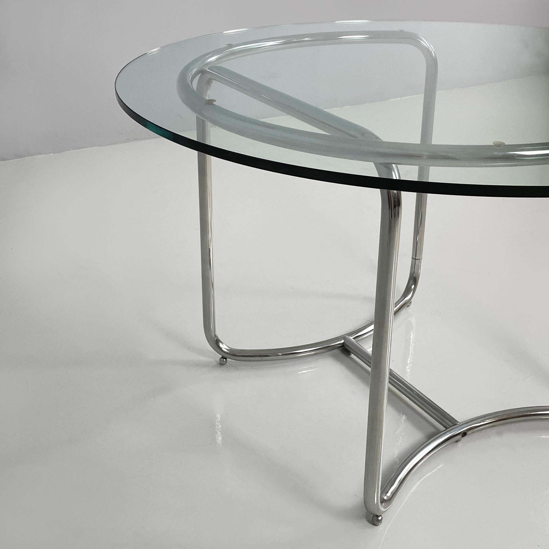Late 20th Century Italian modern round glass and steel dining table by Vittorio Introini, 1970s For Sale