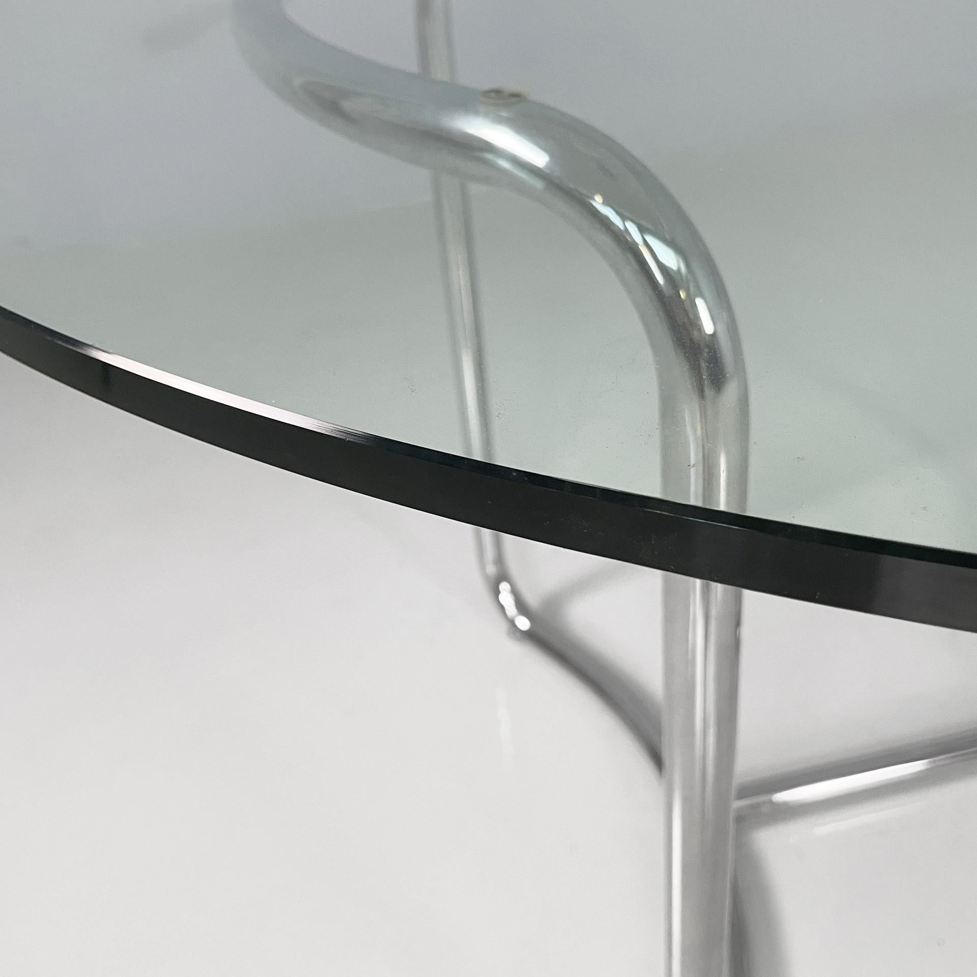 Italian modern round glass and steel dining table by Vittorio Introini, 1970s For Sale 1