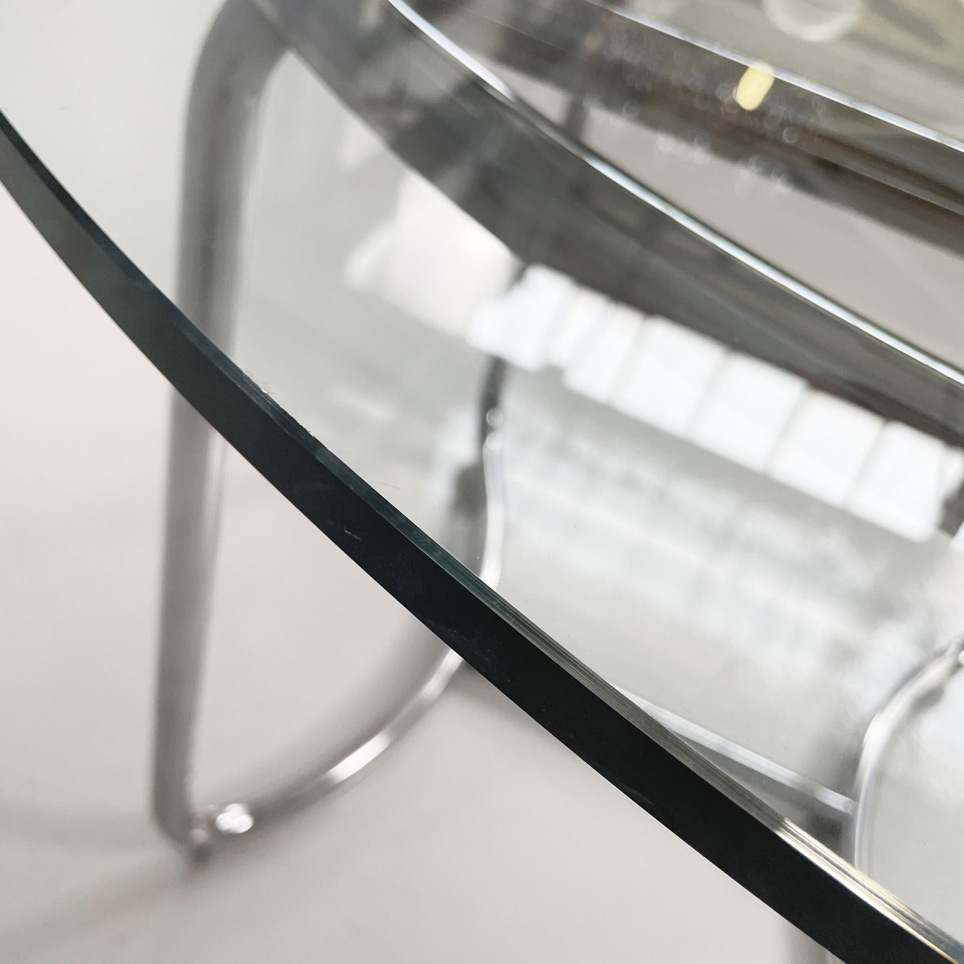 Italian modern round glass and steel dining table by Vittorio Introini, 1970s For Sale 2